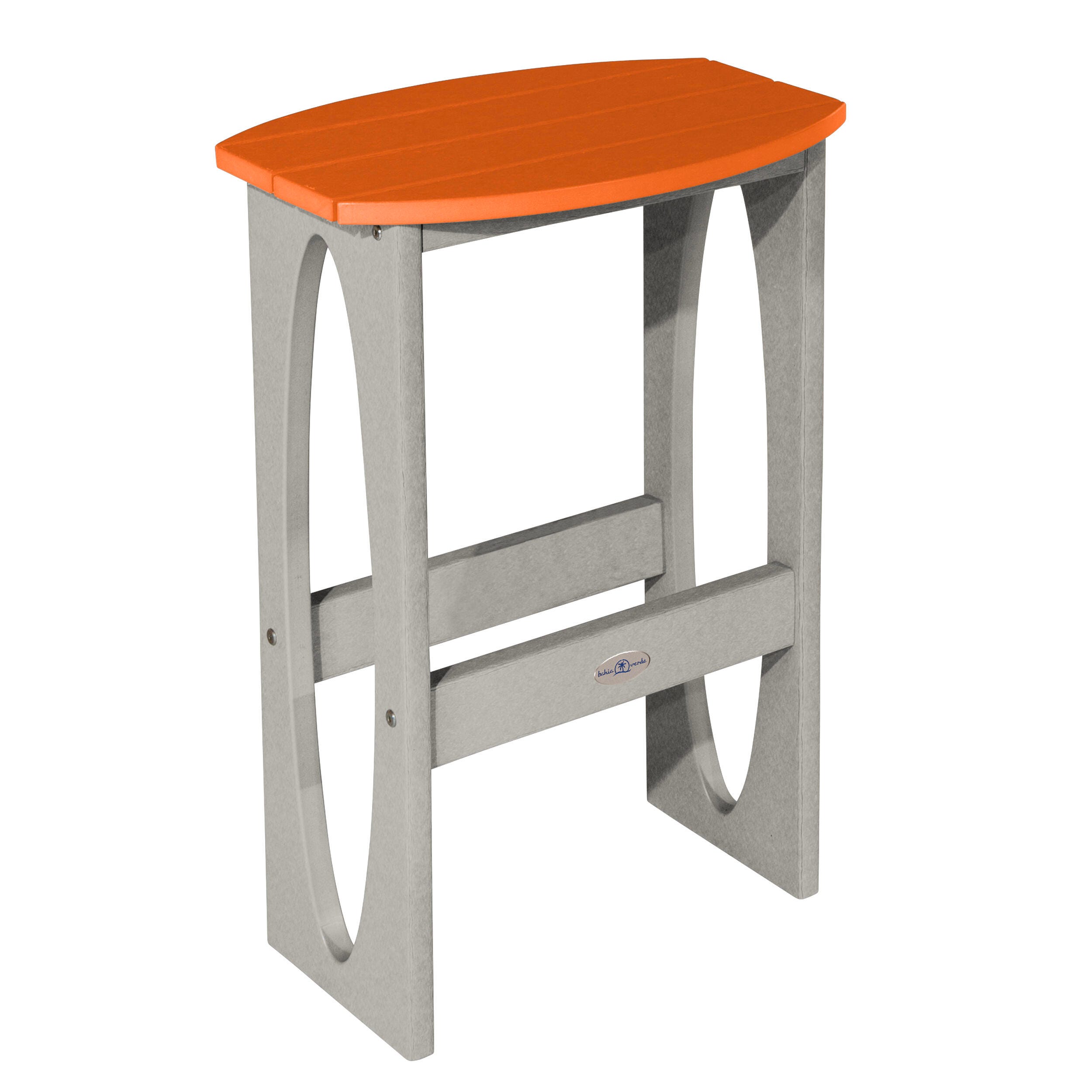Bahia Verde Shoreline Outdoor Bar Table and 2 Bar Stools, Cove Gray/Citrus Orange, large
