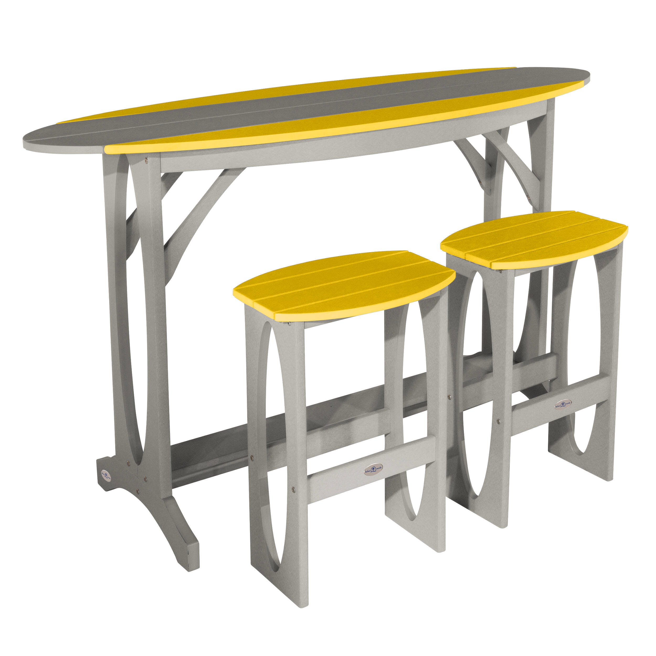 Bahia Verde Shoreline Outdoor Bar Table and 2 Bar Stools, Cove Gray/Sunbeam Yellow, large