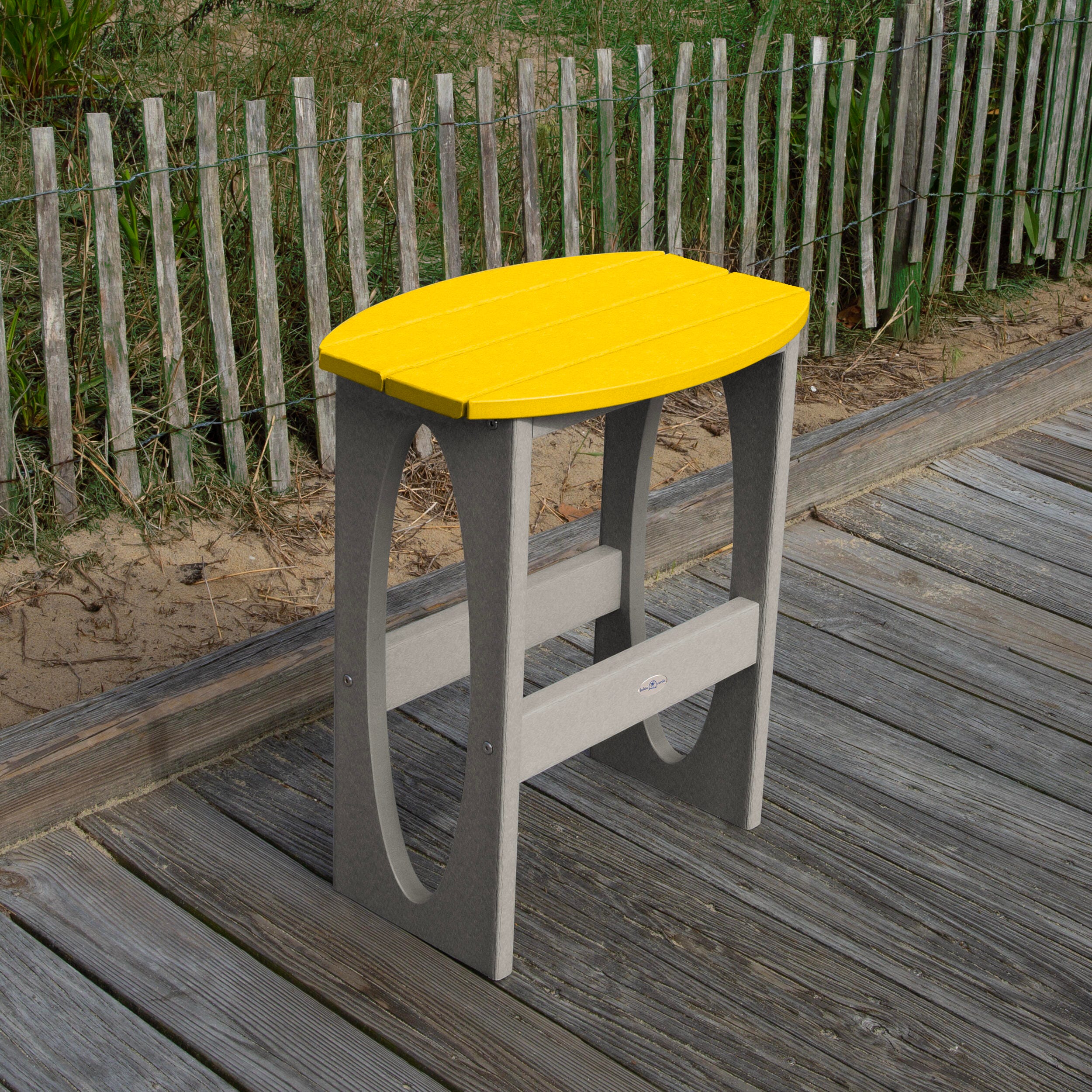 Bahia Verde Shoreline Outdoor Bar Table and 2 Bar Stools, Cove Gray/Sunbeam Yellow, large