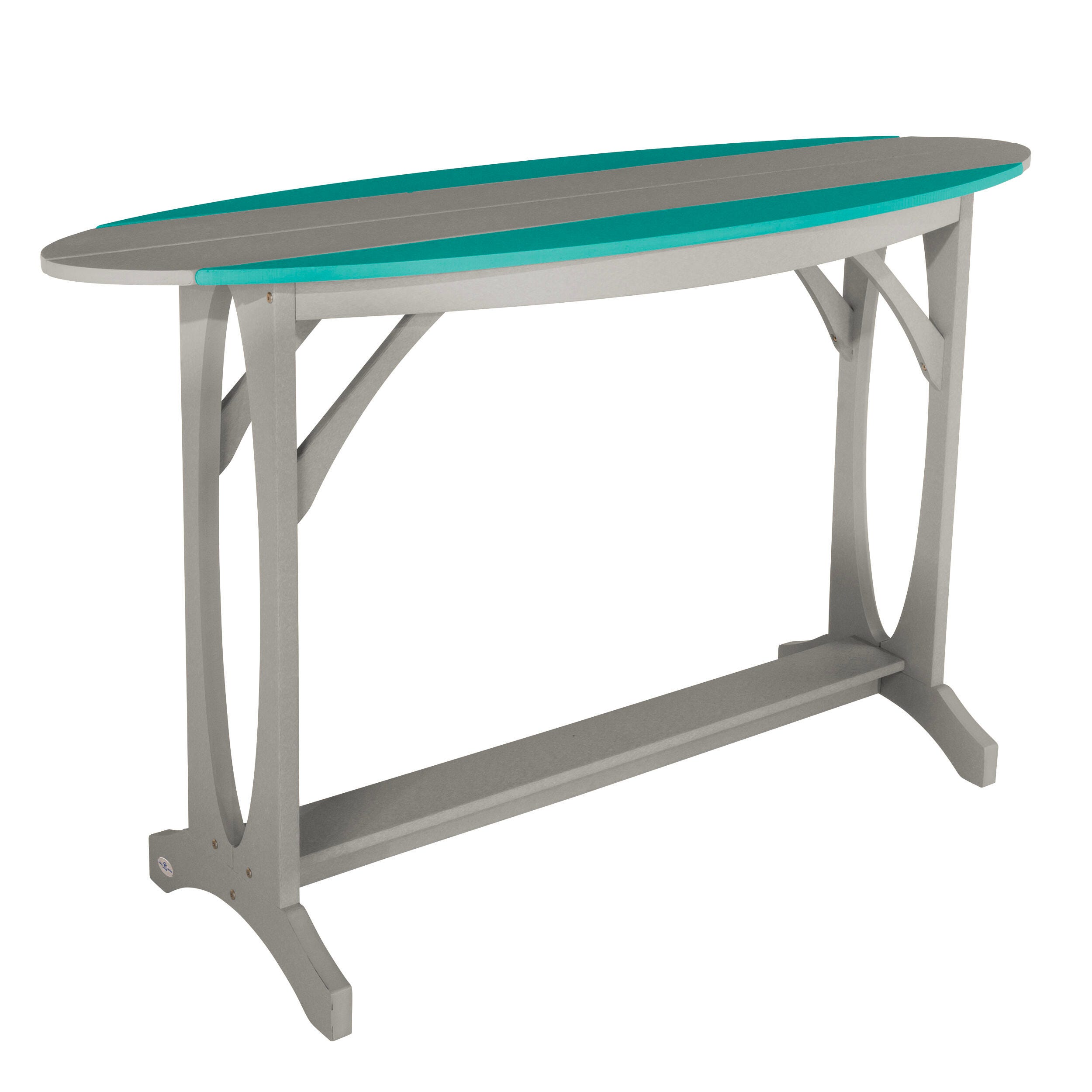 Bahia Verde Shoreline Outdoor Bar Table and 2 Bar Stools, Cove Gray/Seaglass Blue, large