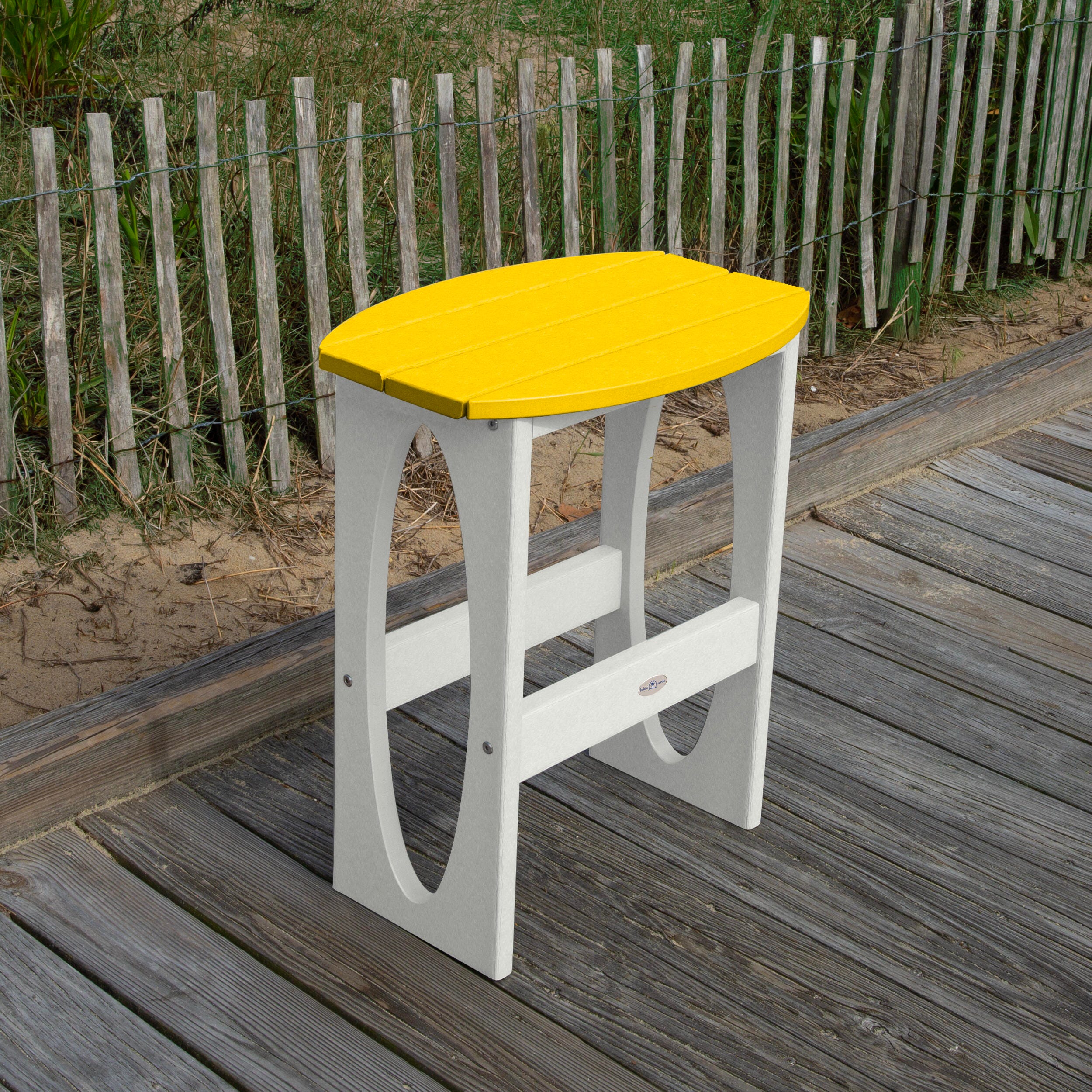 Bahia Verde Shoreline Outdoor Bar Table and 2 Bar Stools, White/Sunbeam Yellow, large