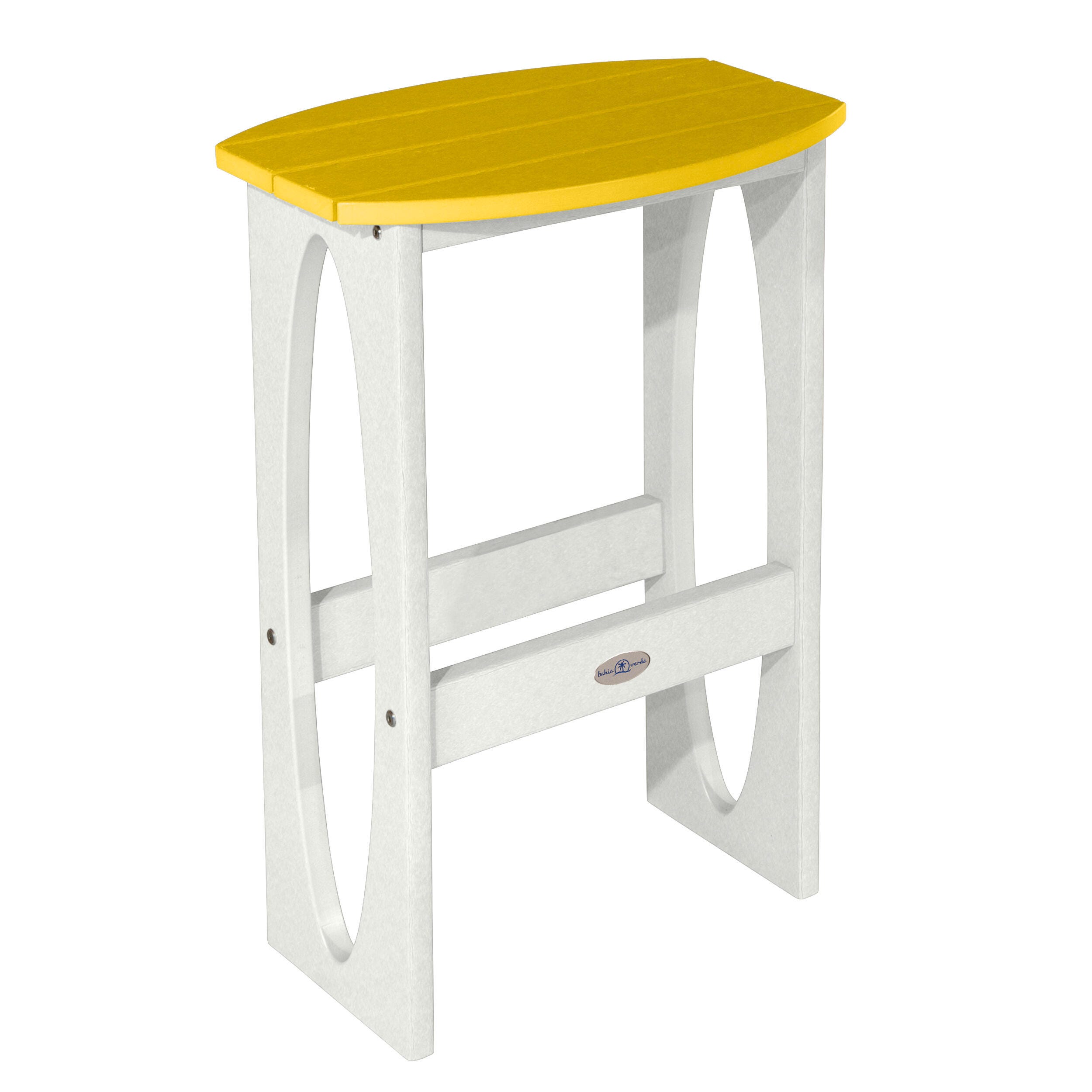 Bahia Verde Shoreline Outdoor Bar Table and 2 Bar Stools, White/Sunbeam Yellow, large