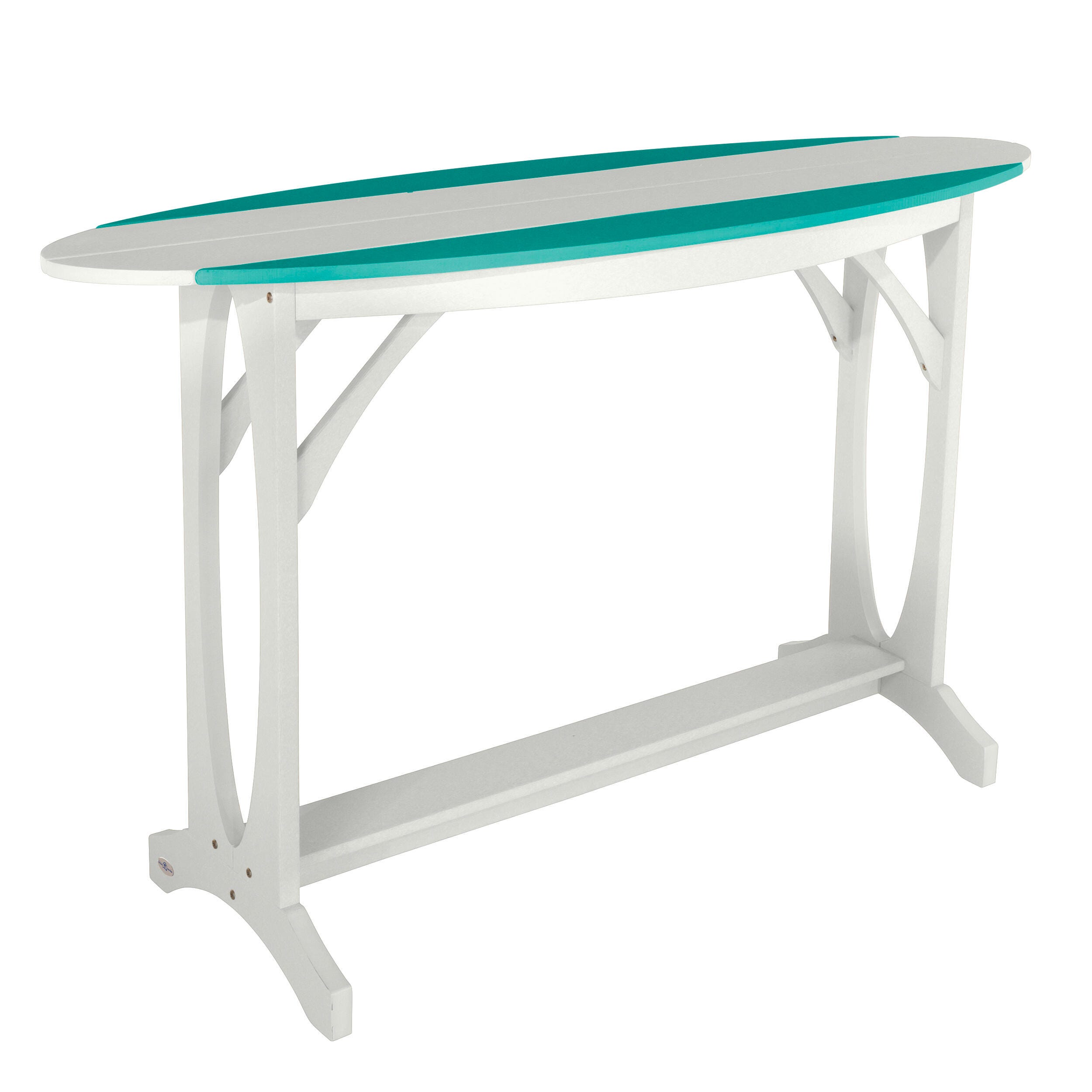 Bahia Verde Shoreline Outdoor Bar Table and 2 Bar Stools, White/Seaglass Blue, large