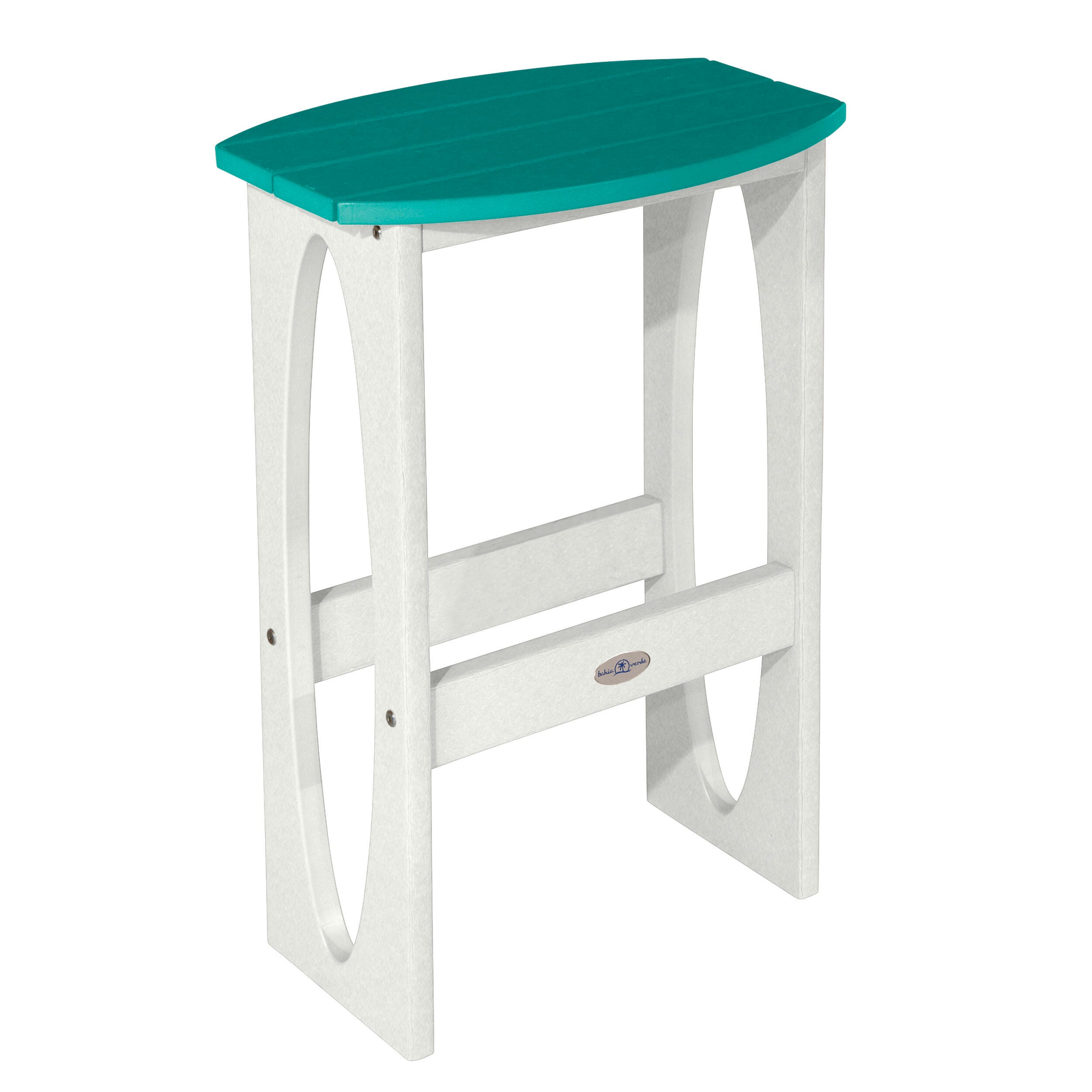 Bahia Verde Shoreline Outdoor Bar Table and 2 Bar Stools, White/Seaglass Blue, large