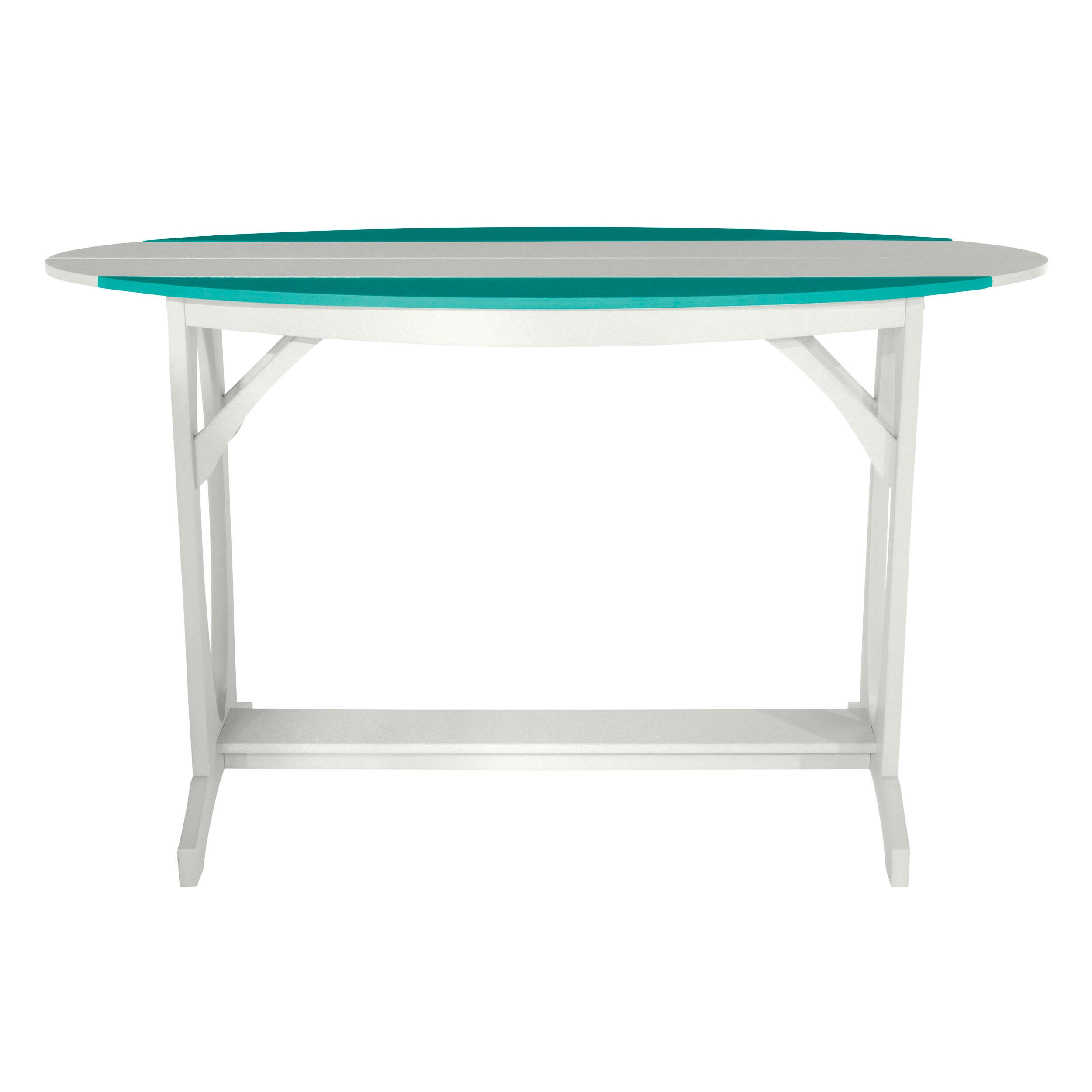 Bahia Verde Shoreline Outdoor Bar Table and 2 Bar Stools, White/Seaglass Blue, large