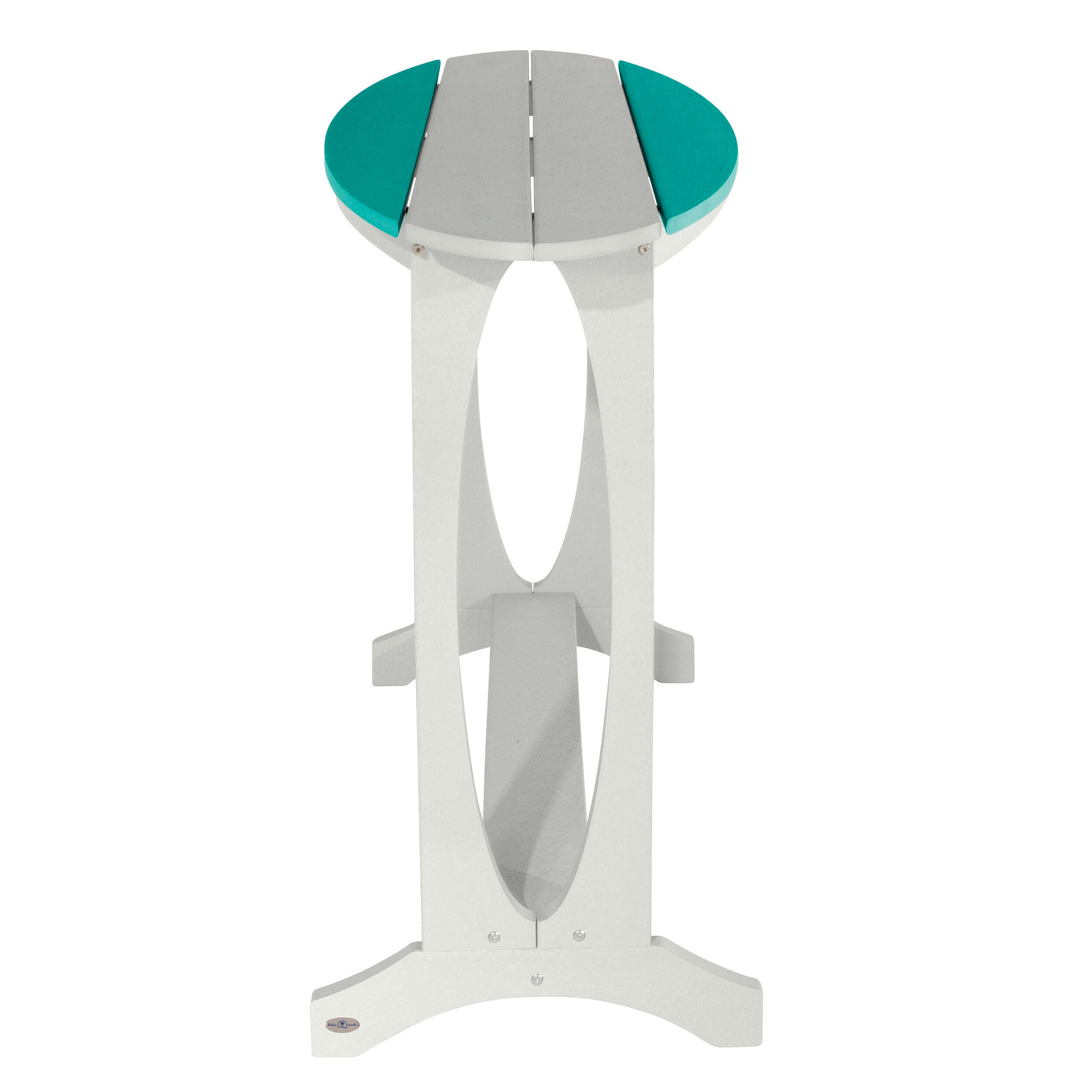 Bahia Verde Shoreline Outdoor Bar Table and 2 Bar Stools, White/Seaglass Blue, large