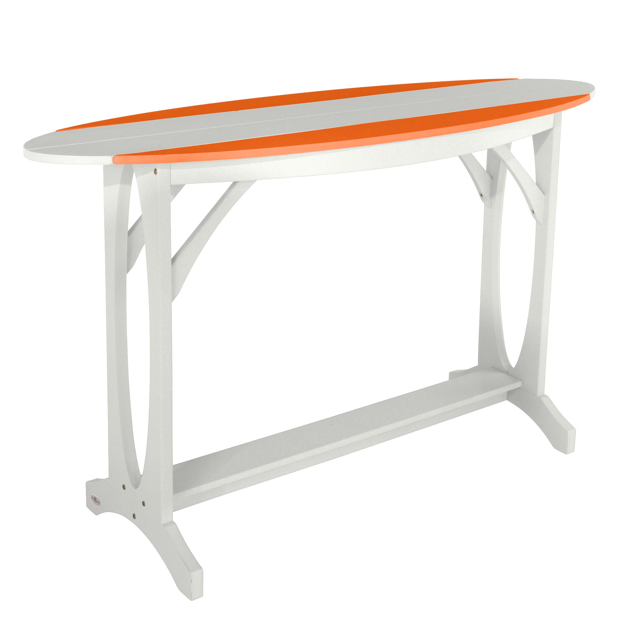 Bahia Verde Shoreline Outdoor Bar Table and 2 Bar Stools, White/Citrus Orange, large