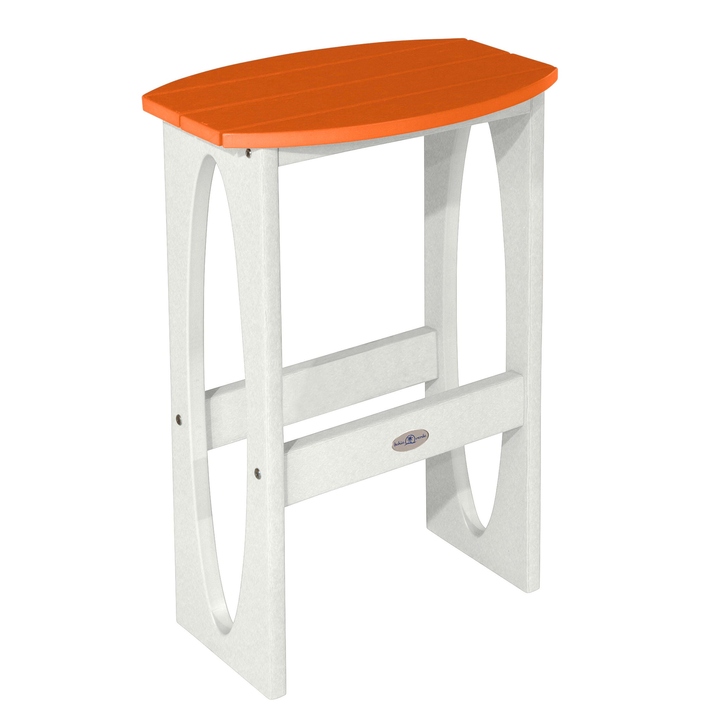 Bahia Verde Shoreline Outdoor Bar Table and 2 Bar Stools, White/Citrus Orange, large