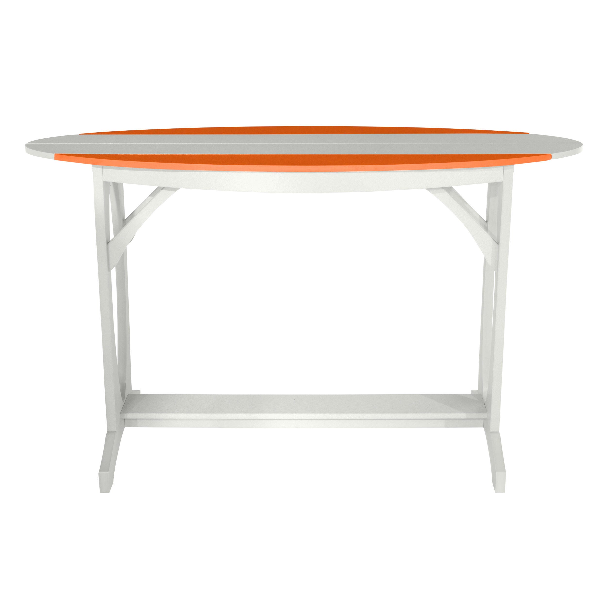 Bahia Verde Shoreline Outdoor Bar Table and 2 Bar Stools, White/Citrus Orange, large