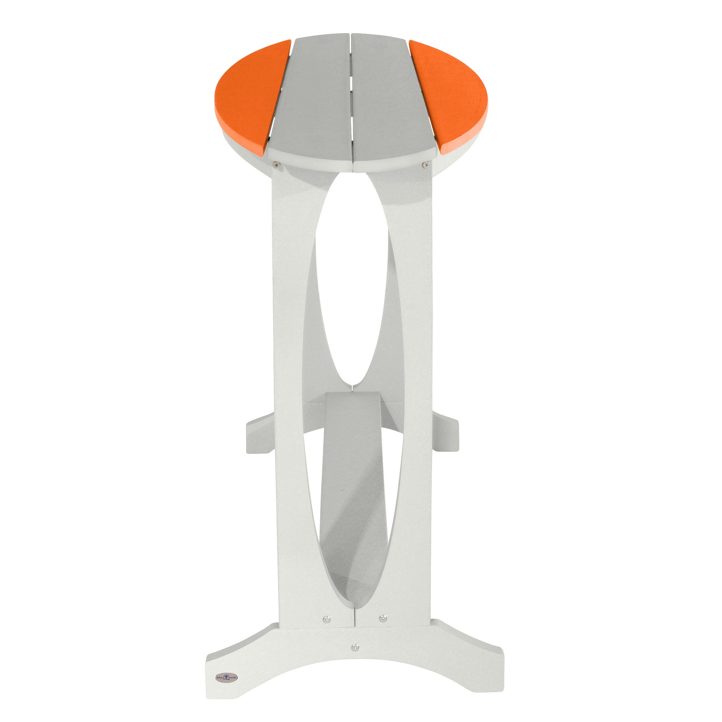 Bahia Verde Shoreline Outdoor Bar Table and 2 Bar Stools, White/Citrus Orange, large
