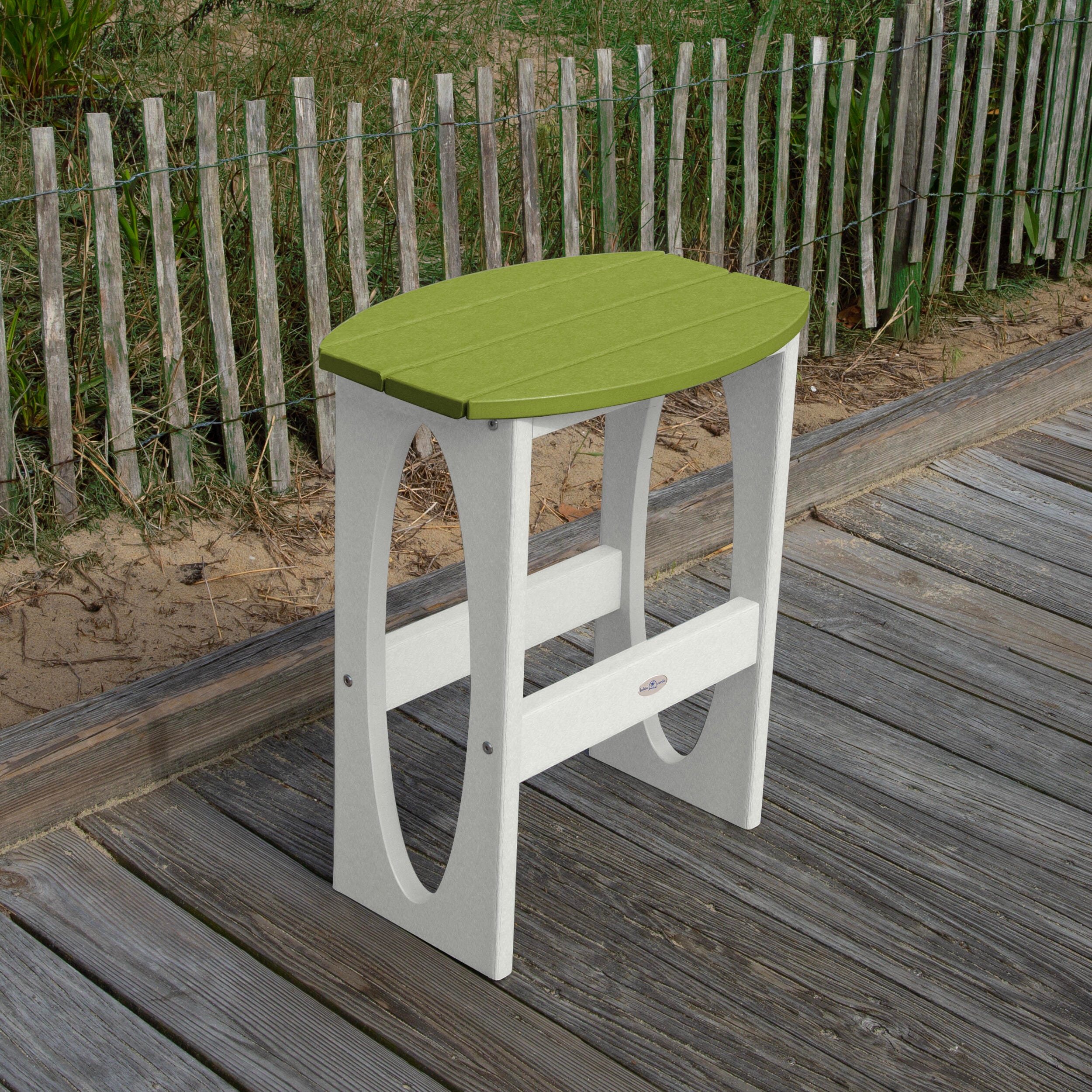 Bahia Verde Shoreline Outdoor Bar Table and 2 Bar Stools, White/Palm Green, large