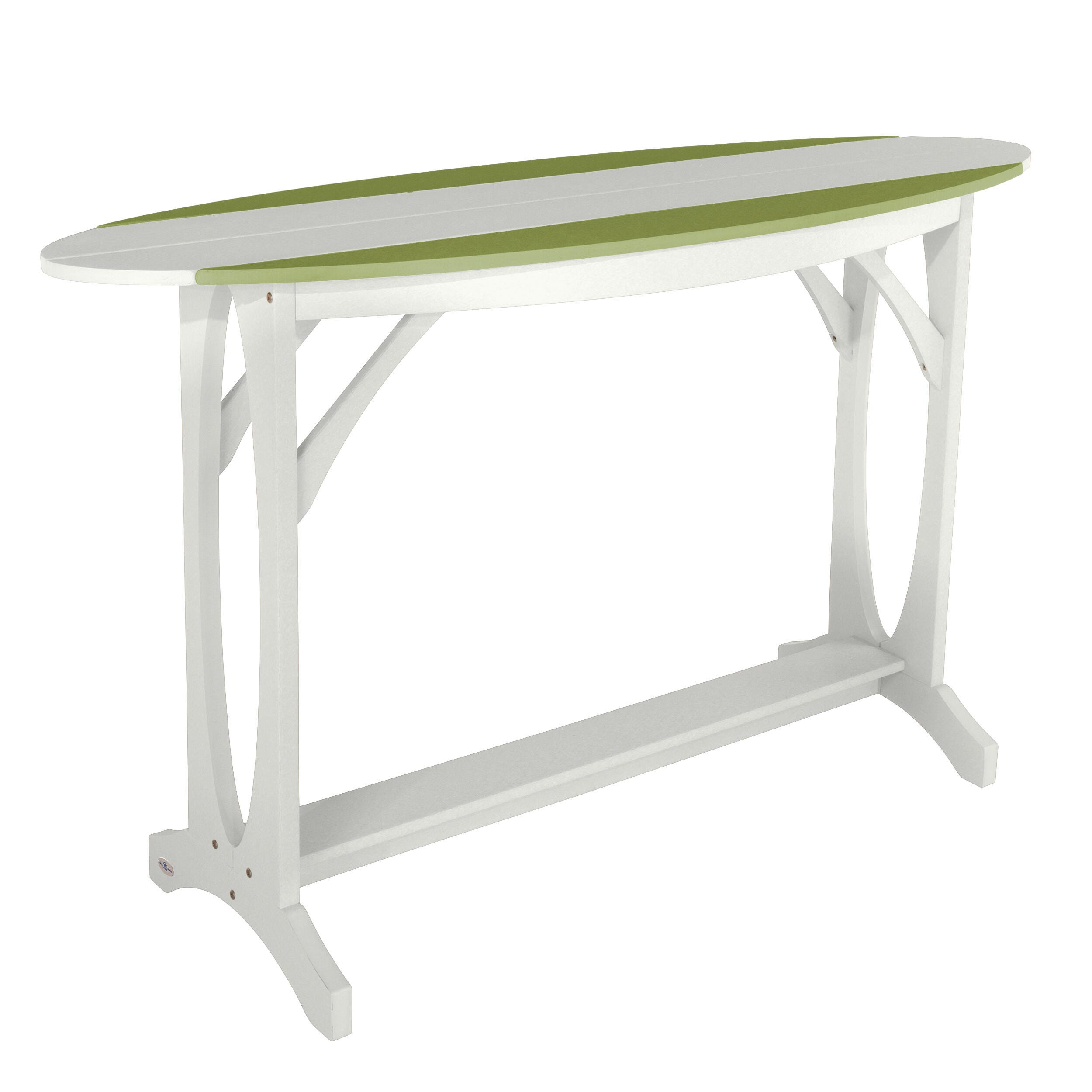 Bahia Verde Shoreline Outdoor Bar Table and 2 Bar Stools, White/Palm Green, large