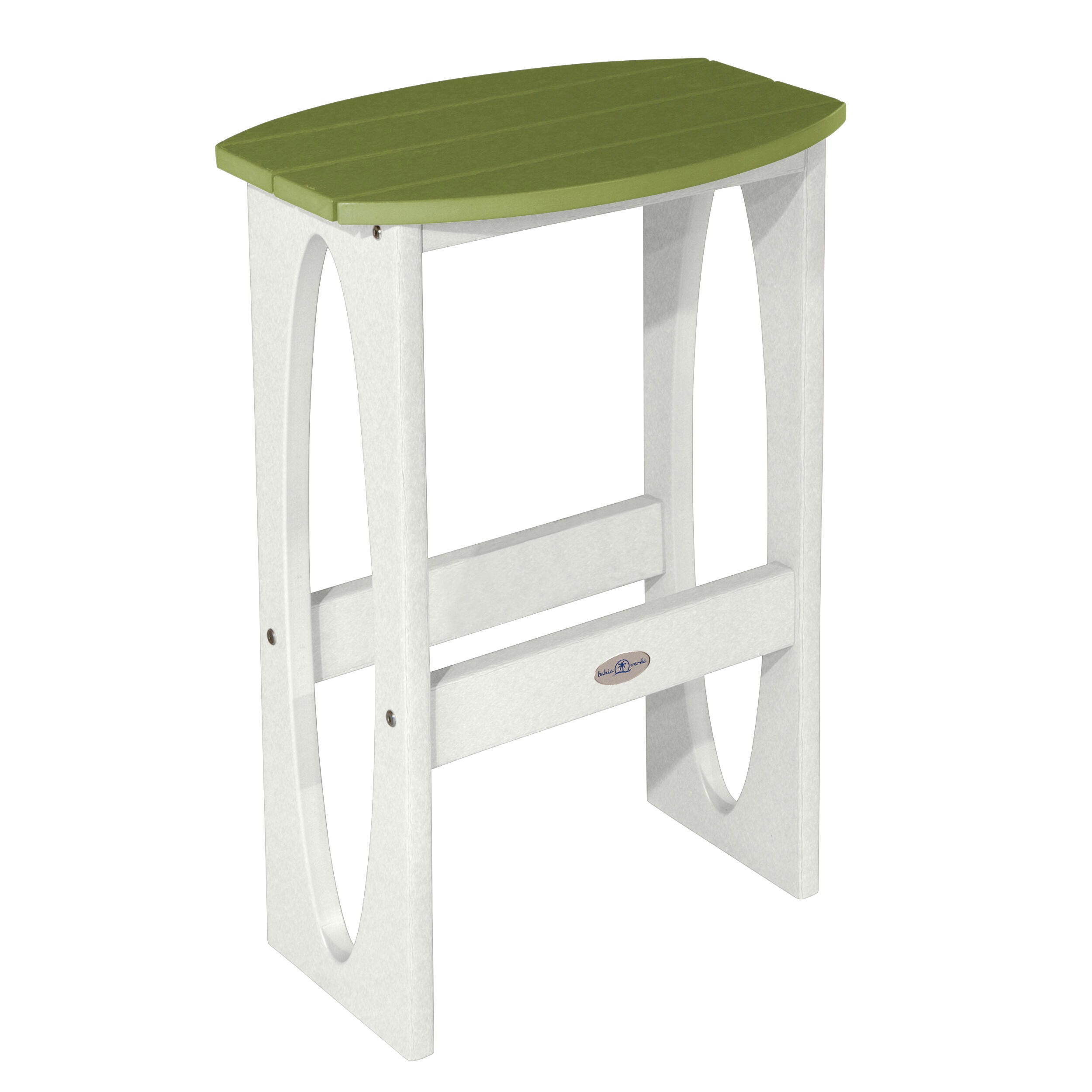 Bahia Verde Shoreline Outdoor Bar Table and 2 Bar Stools, White/Palm Green, large