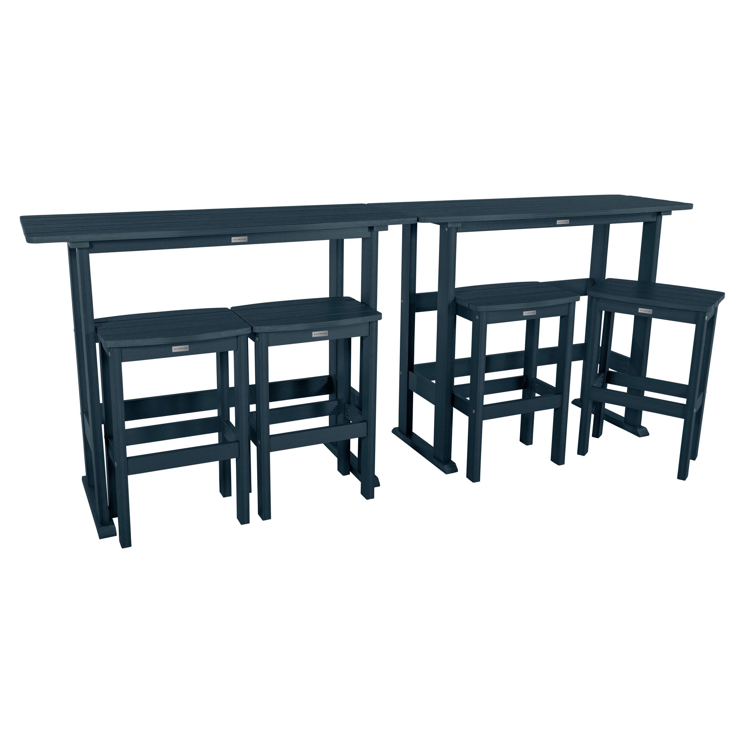 Highwood Lehigh Outdoor Bar Table and 4 Bar Stools, Federal Blue, large