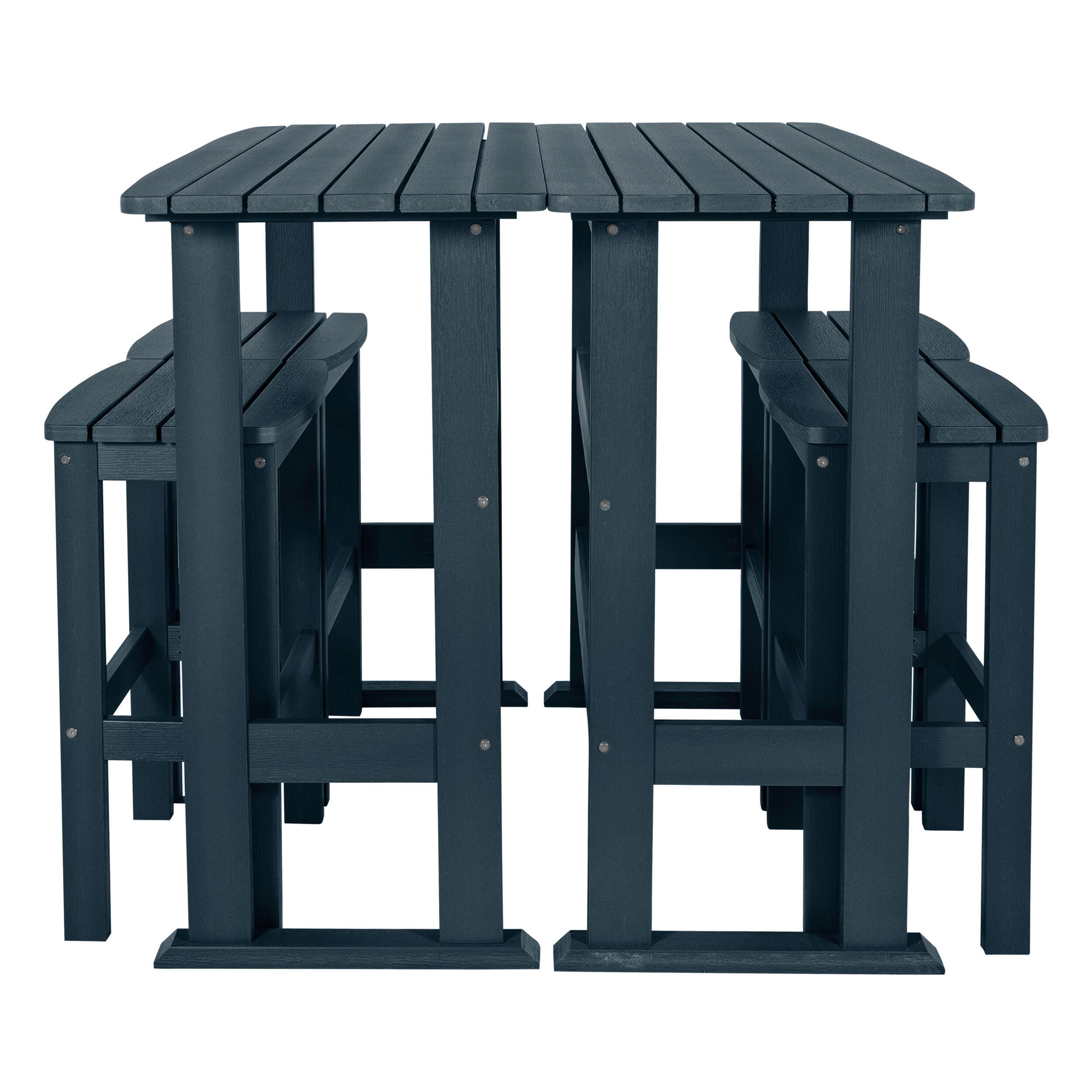 Highwood Lehigh Outdoor Bar Table and 4 Bar Stools, Federal Blue, large