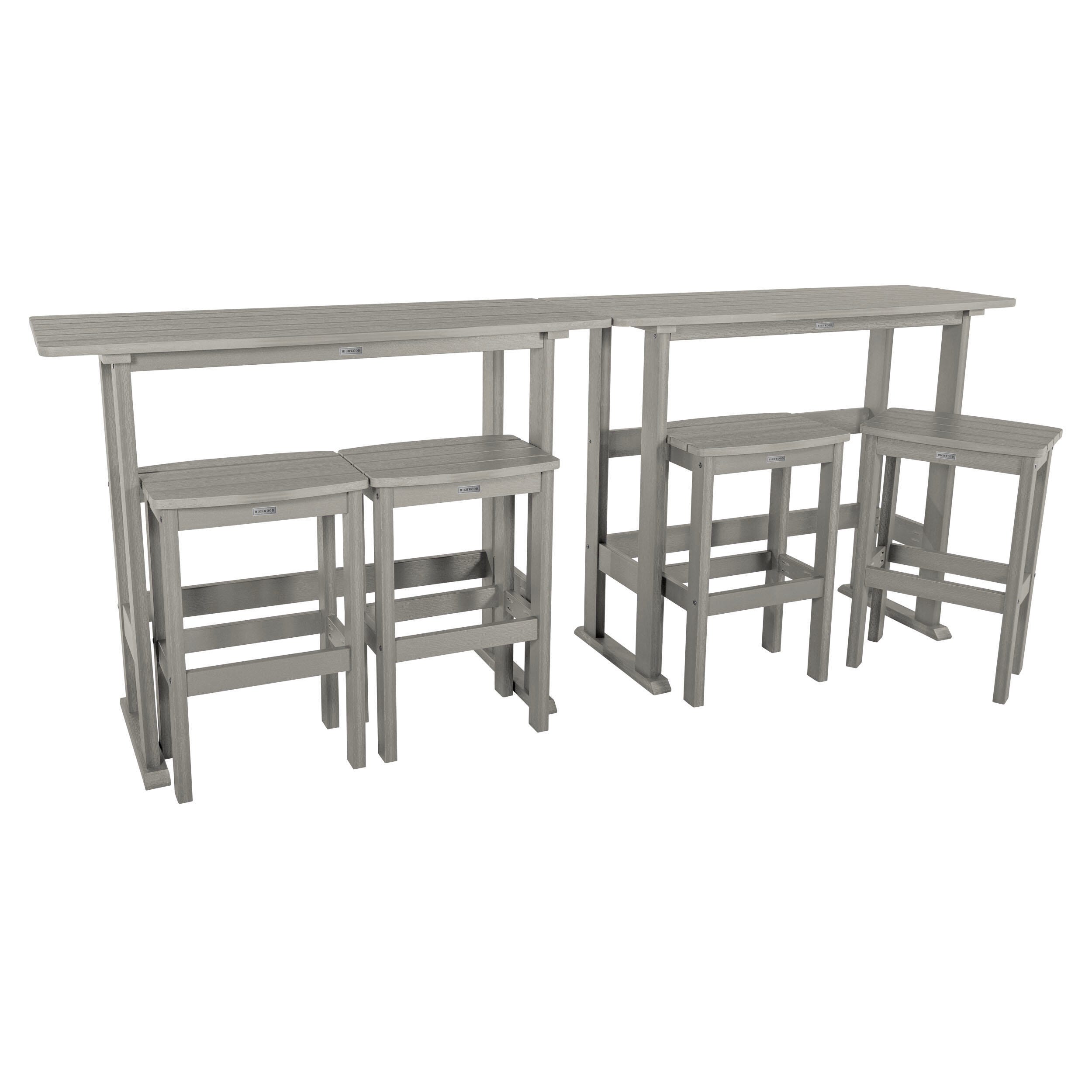 Highwood Lehigh Outdoor Bar Table and 4 Bar Stools, Harbor Gray, large