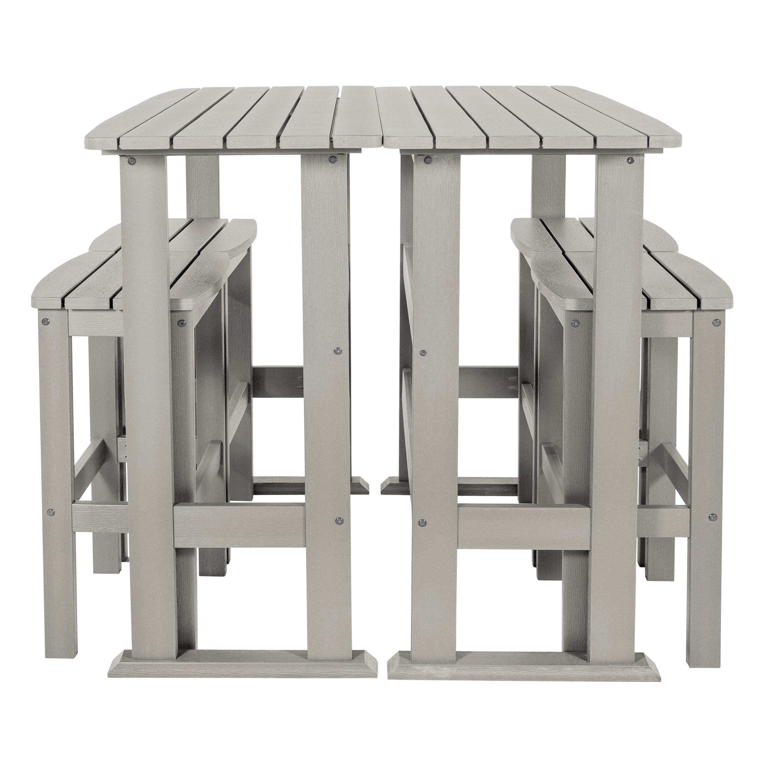 Highwood Lehigh Outdoor Bar Table and 4 Bar Stools, Harbor Gray, large