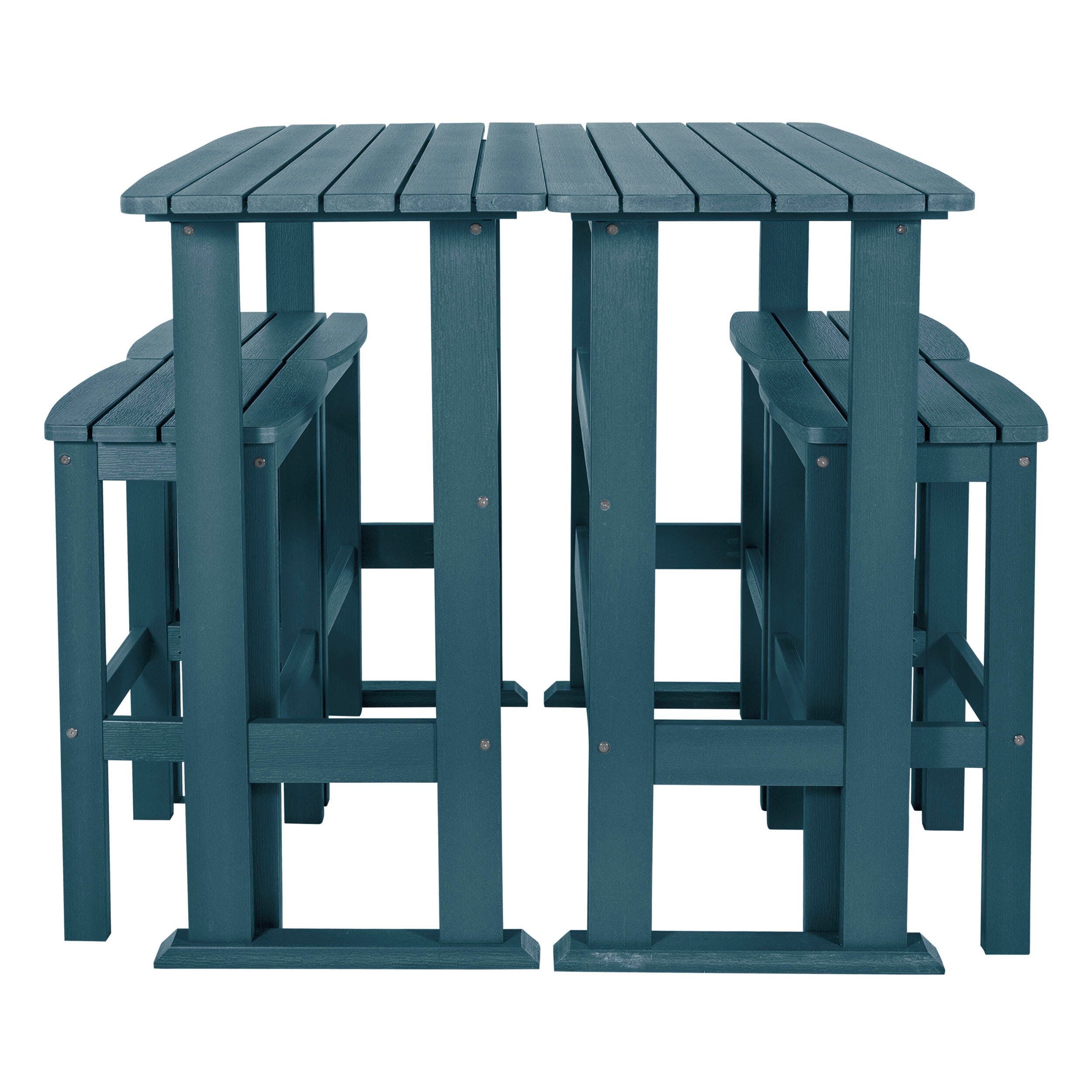 Highwood Lehigh Outdoor Bar Table and 4 Bar Stools, Nantucket Blue, large