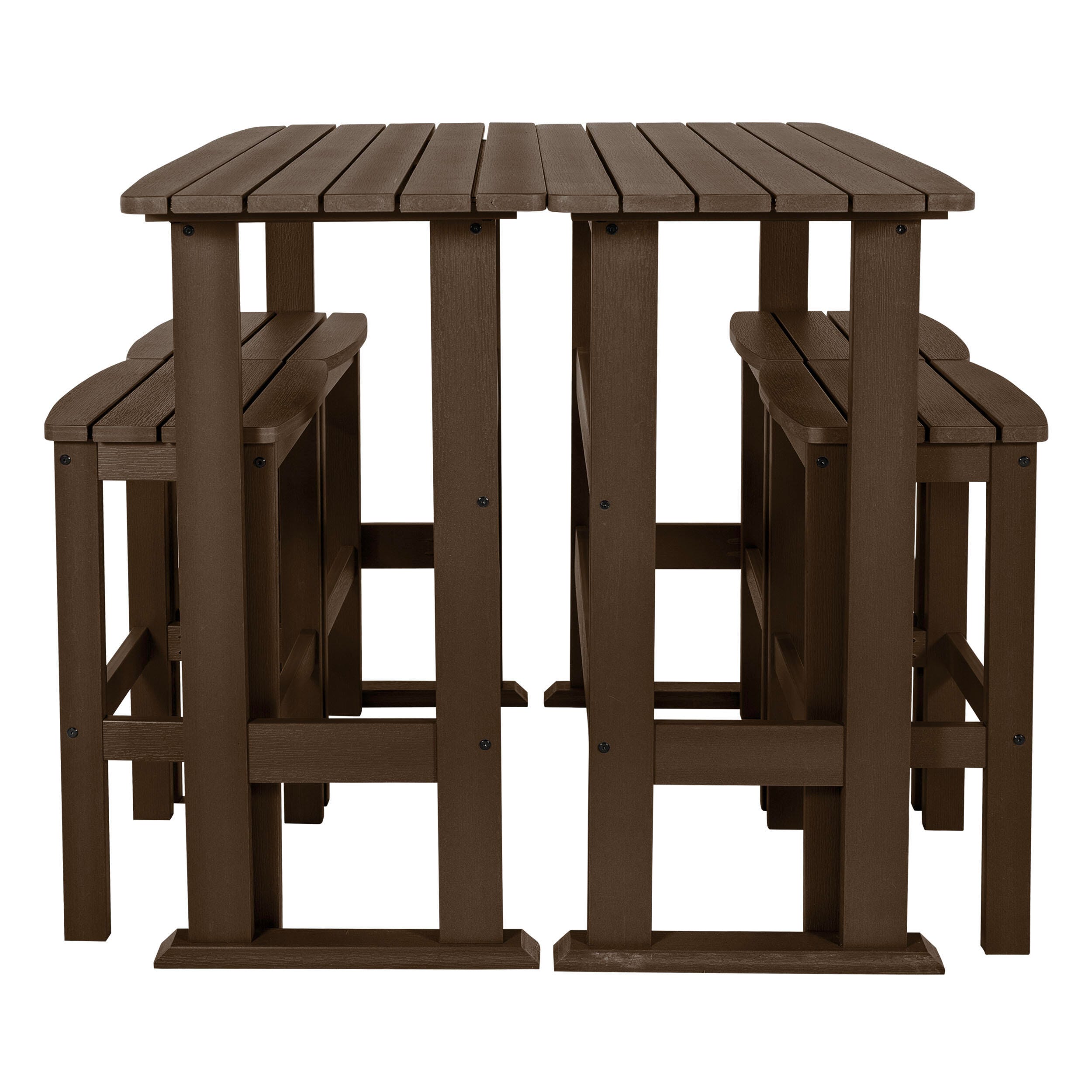 Highwood Lehigh Outdoor Bar Table and 4 Bar Stools, Weathered Acorn, large