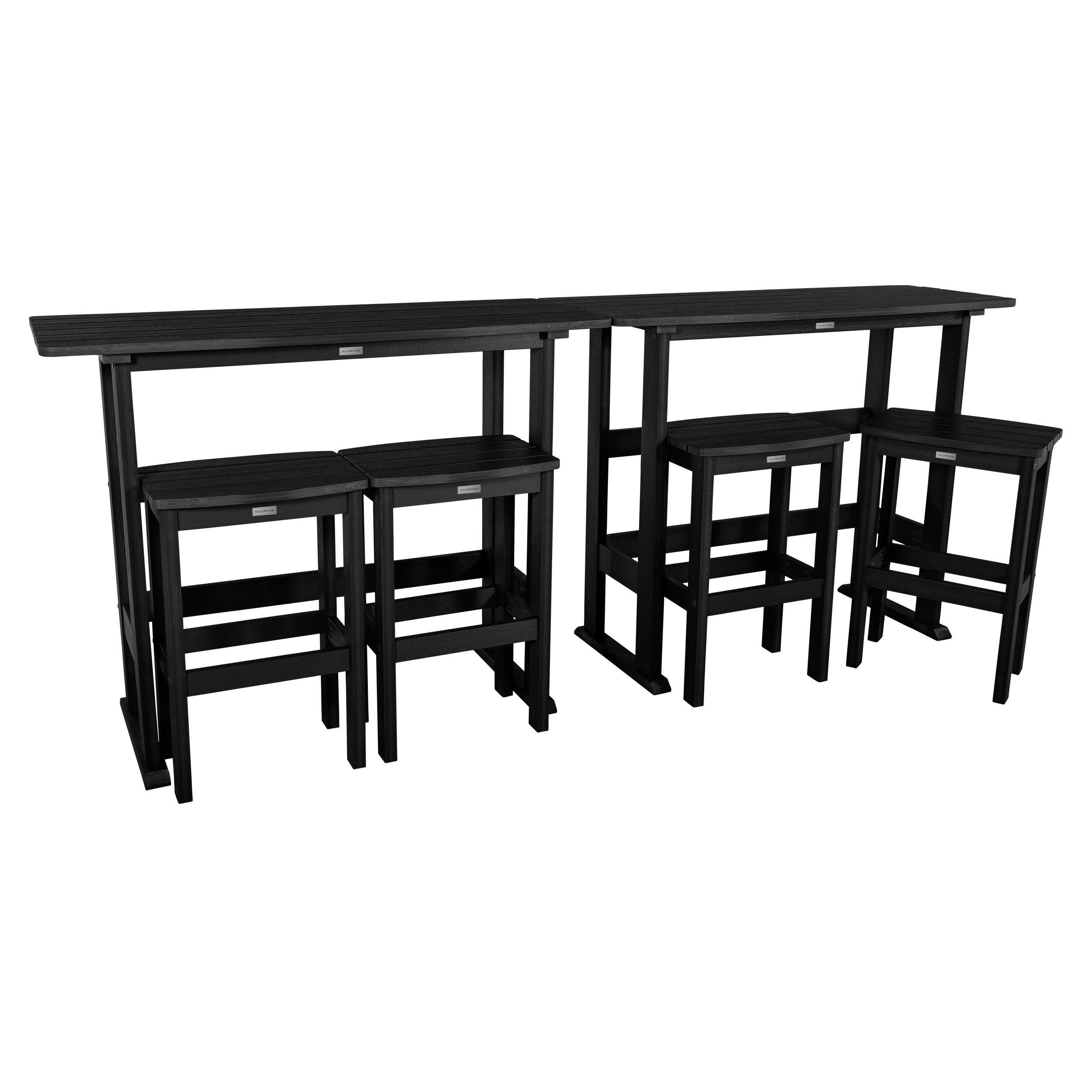 Highwood Lehigh Outdoor Bar Table and 4 Bar Stools, Black, large