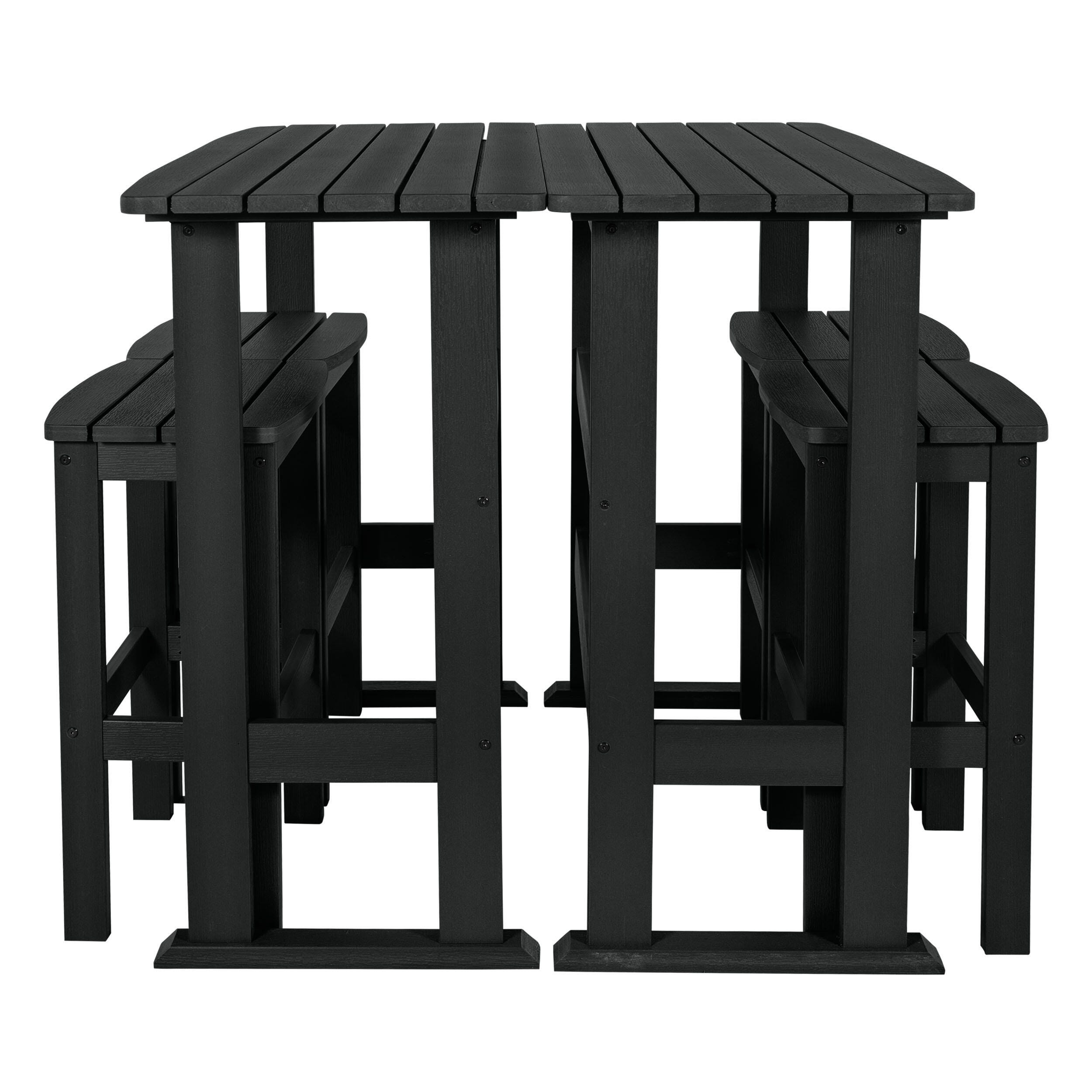 Highwood Lehigh Outdoor Bar Table and 4 Bar Stools, Black, large