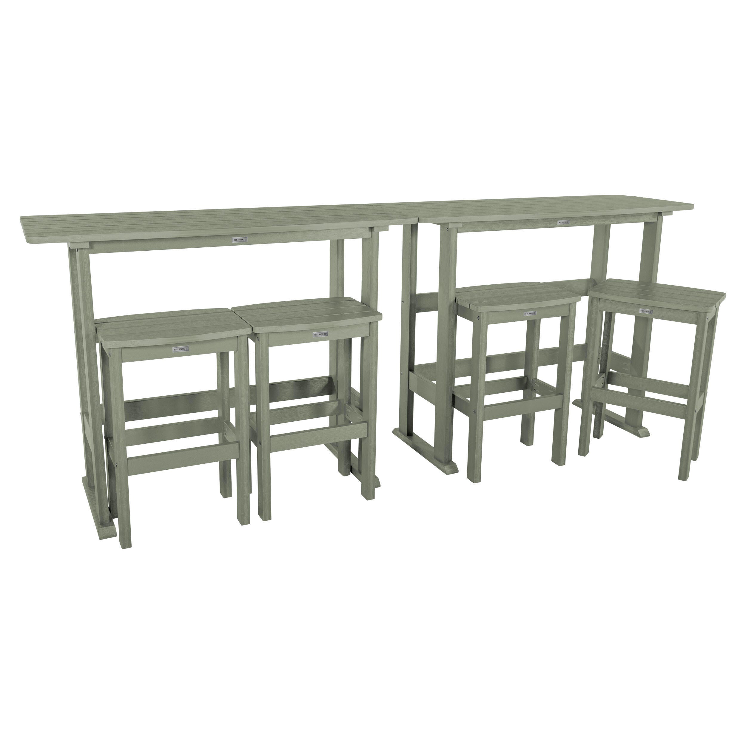 Highwood Lehigh Outdoor Bar Table and 4 Bar Stools, Eucalyptus, large