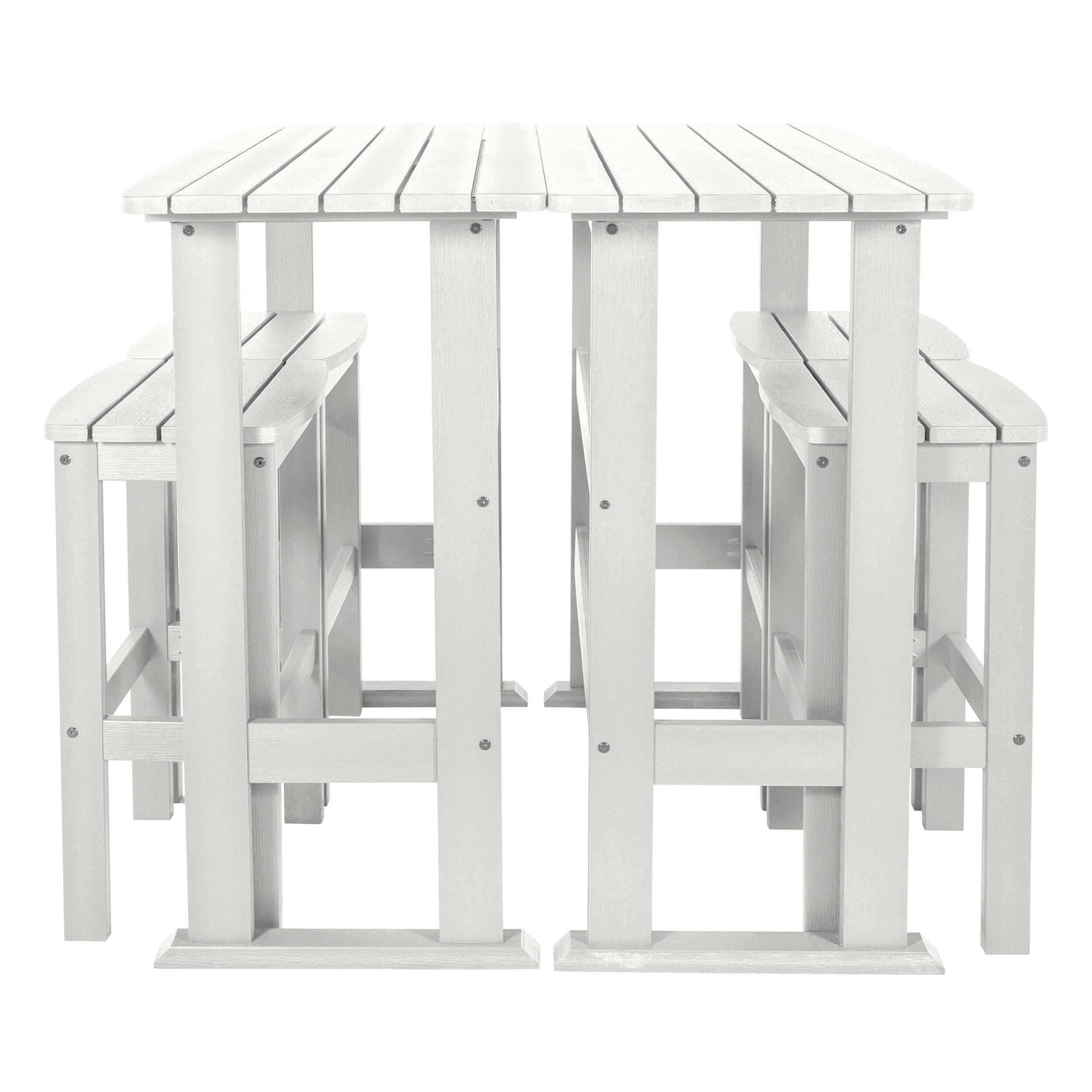Highwood Lehigh Outdoor Bar Table and 4 Bar Stools, White, large