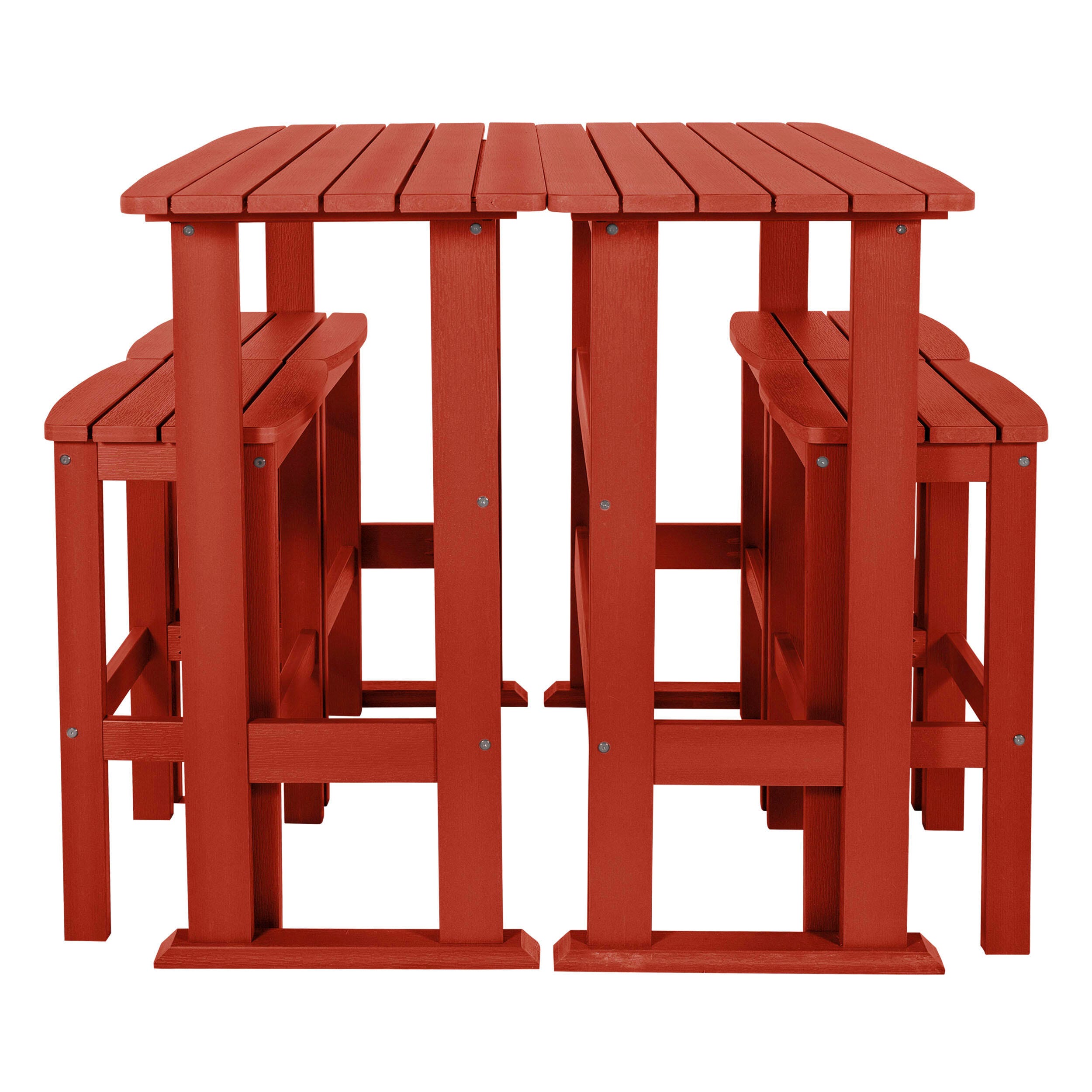 Highwood Lehigh Outdoor Bar Table and 4 Bar Stools, Rustic Red, large