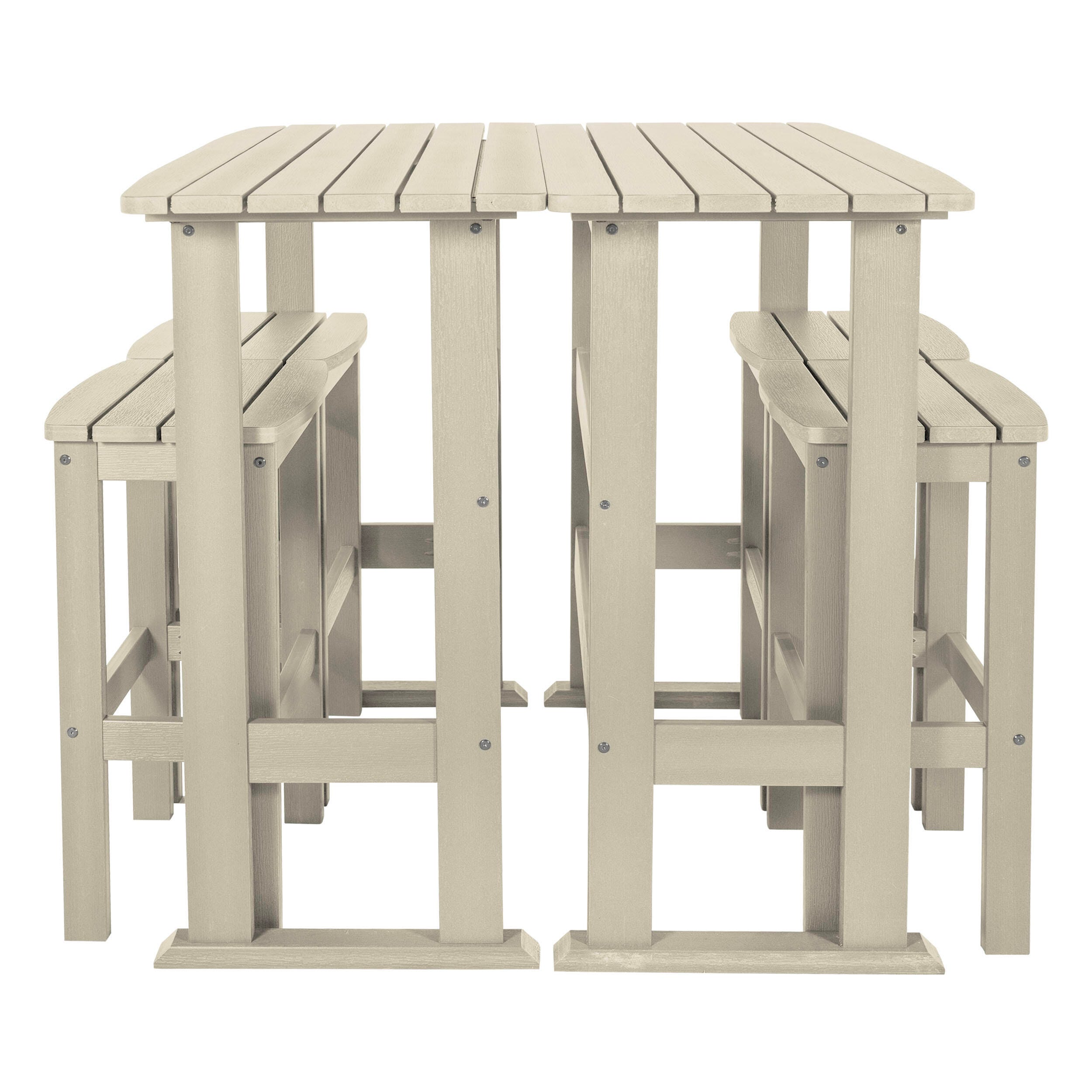 Highwood Lehigh Outdoor Bar Table and 4 Bar Stools, Whitewash, large
