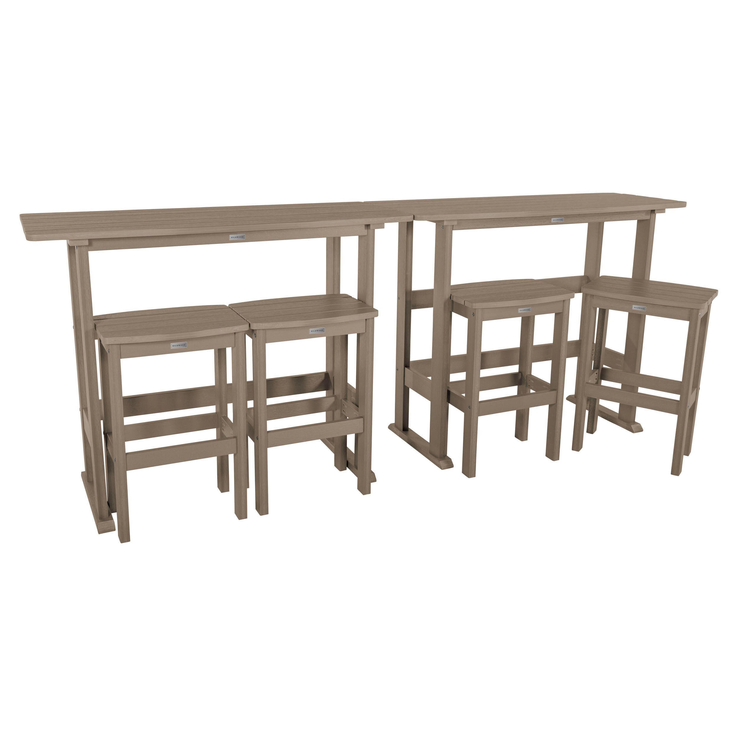 Highwood Lehigh Outdoor Bar Table and 4 Bar Stools, Woodland Brown, large