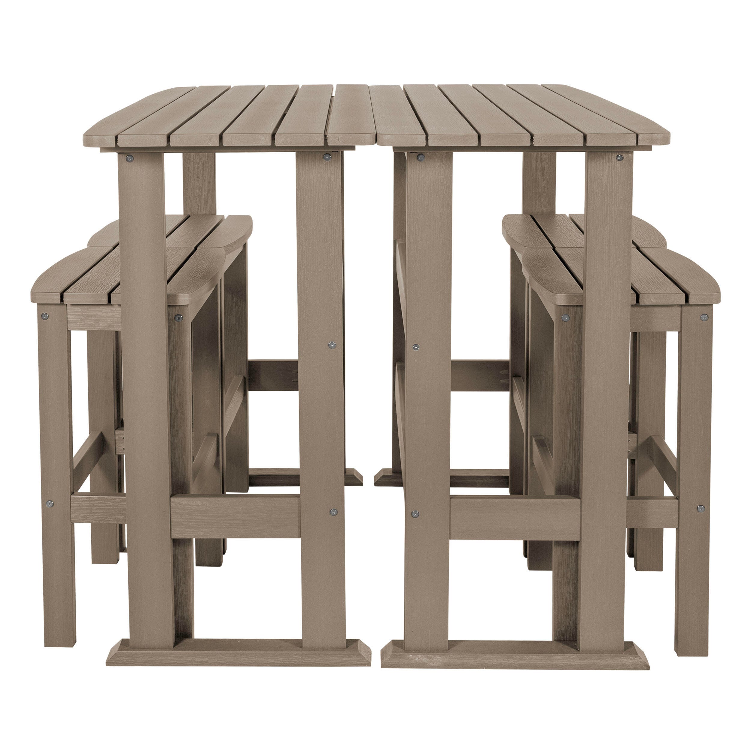 Highwood Lehigh Outdoor Bar Table and 4 Bar Stools, Woodland Brown, large