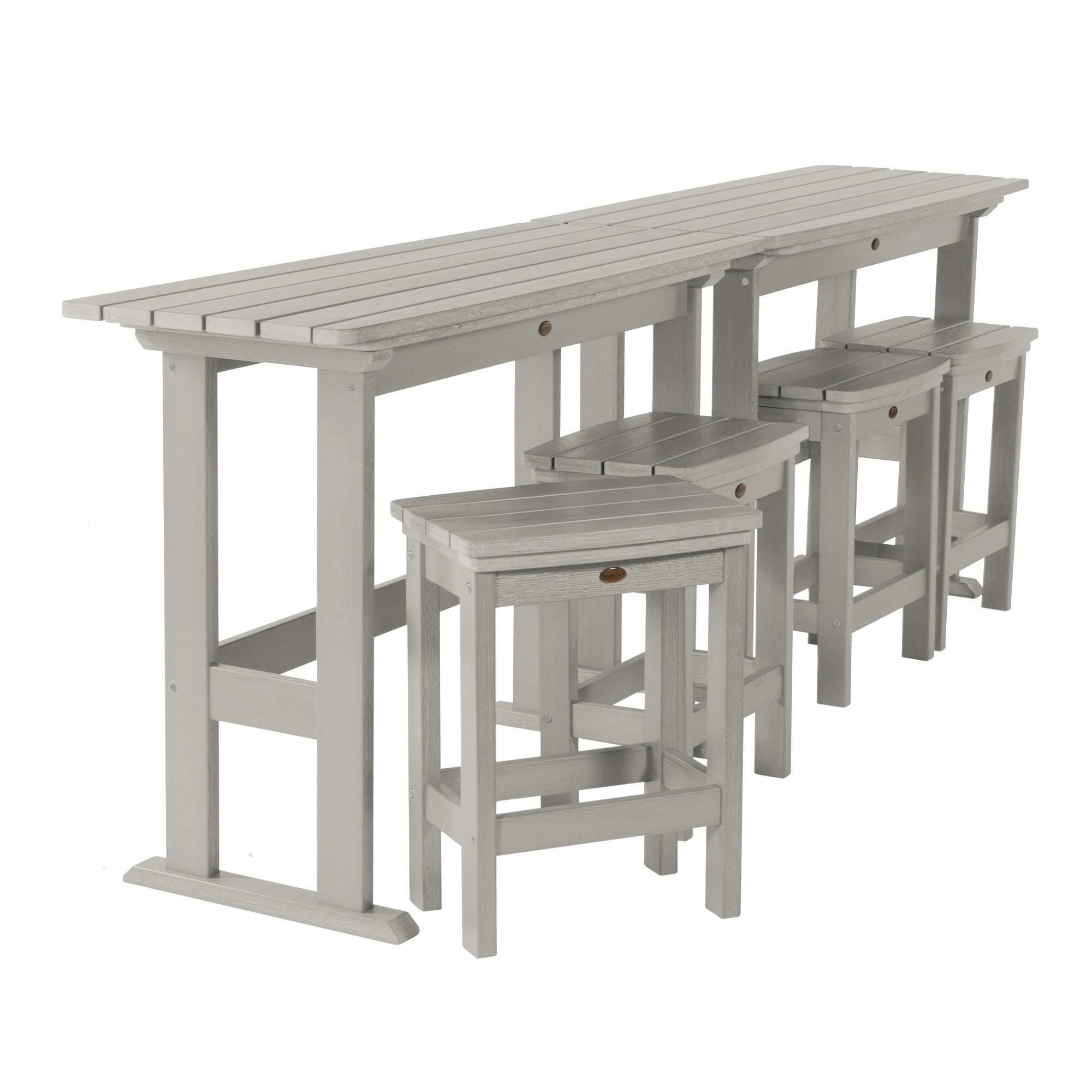 Highwood Lehigh Outdoor Counter Height 2 Bar Table and 4 Bar Stools, Harbor Gray, large