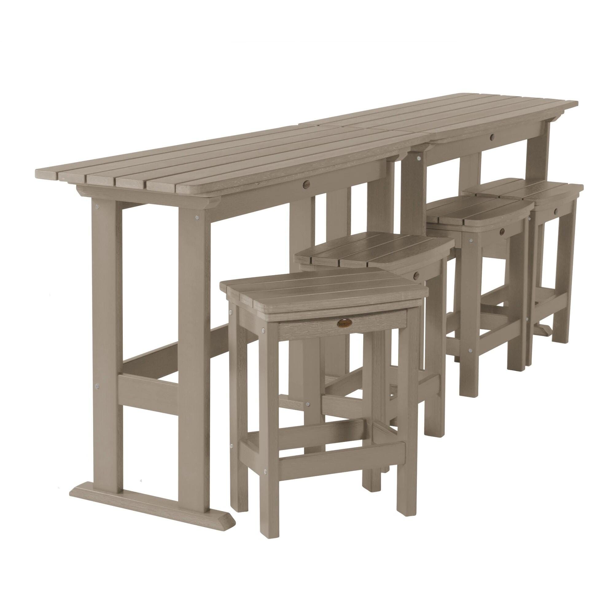 Highwood Lehigh Outdoor Counter Height 2 Bar Table and 4 Bar Stools, Woodland Brown, large