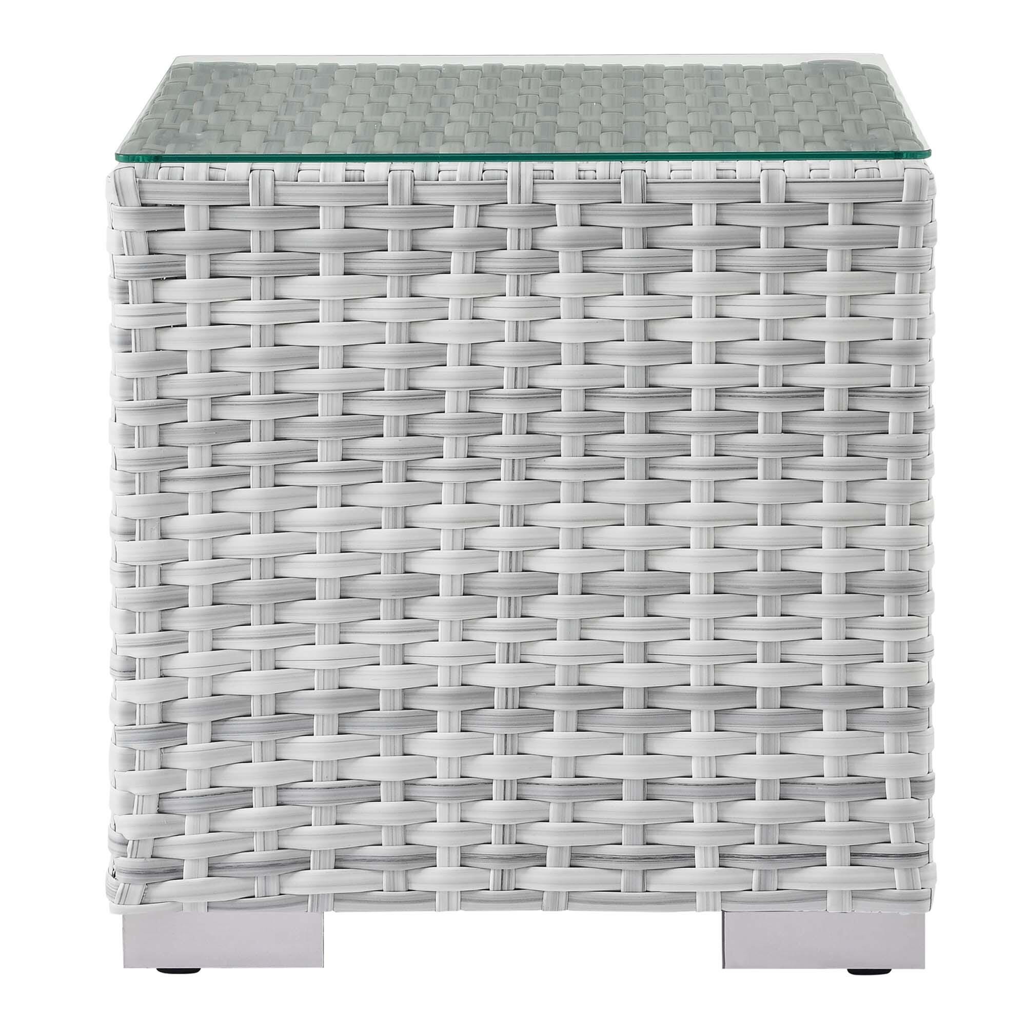 Modway Convene Outdoor Side Table and Armchair (Set of 2), Light Gray/Light Blue, large