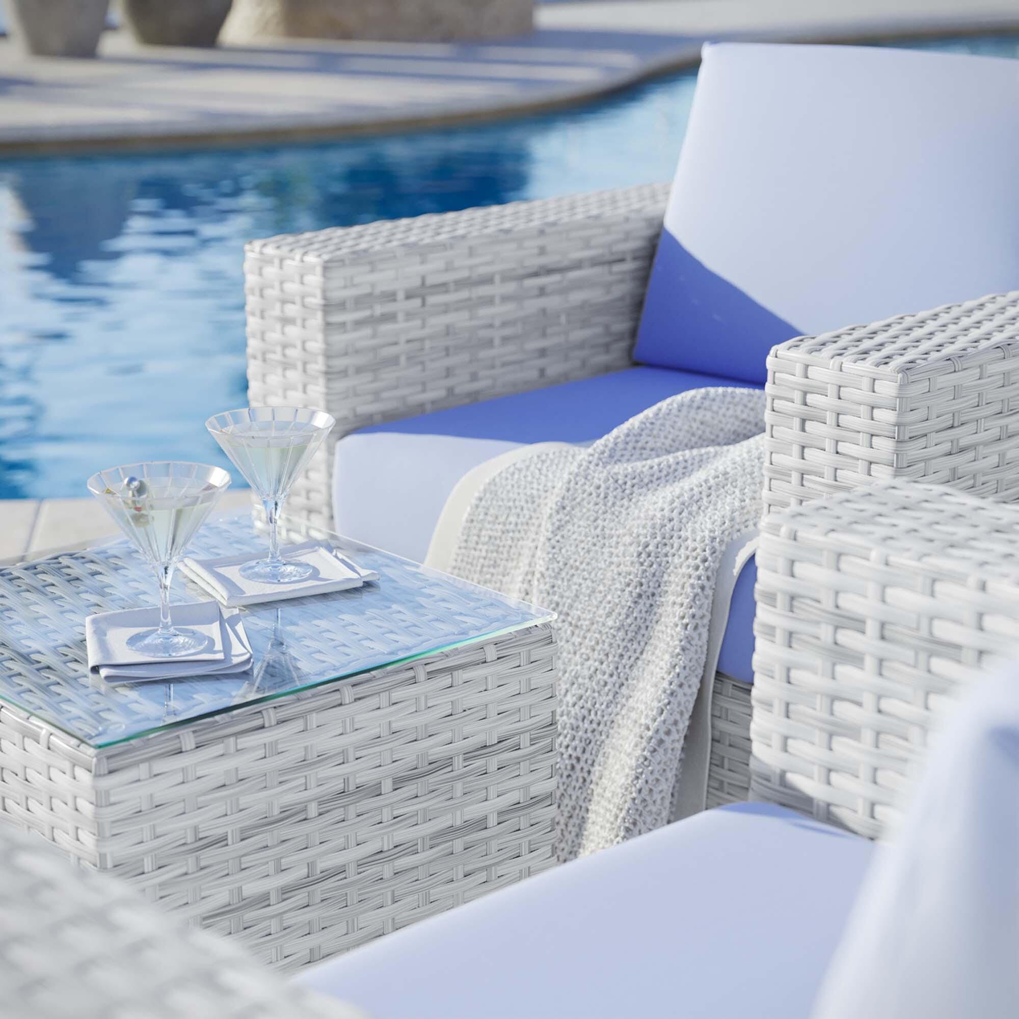 Modway Convene Outdoor Side Table and Armchair (Set of 2), Light Gray/Light Blue, large
