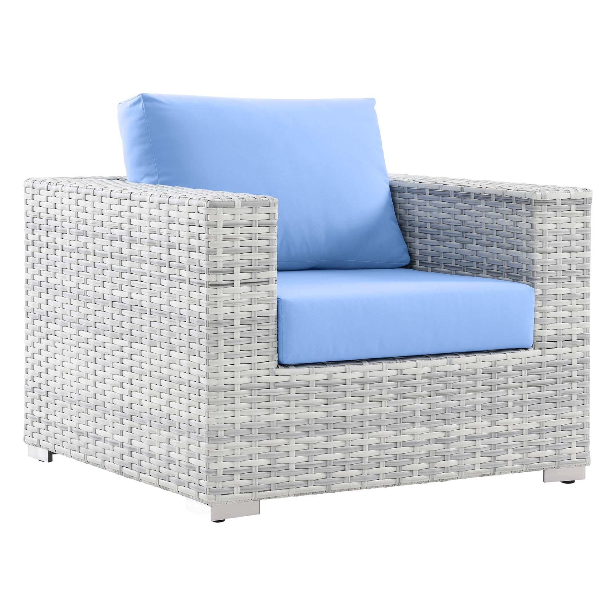 Modway Convene Outdoor Side Table and Armchair (Set of 2), Light Gray/Light Blue, large