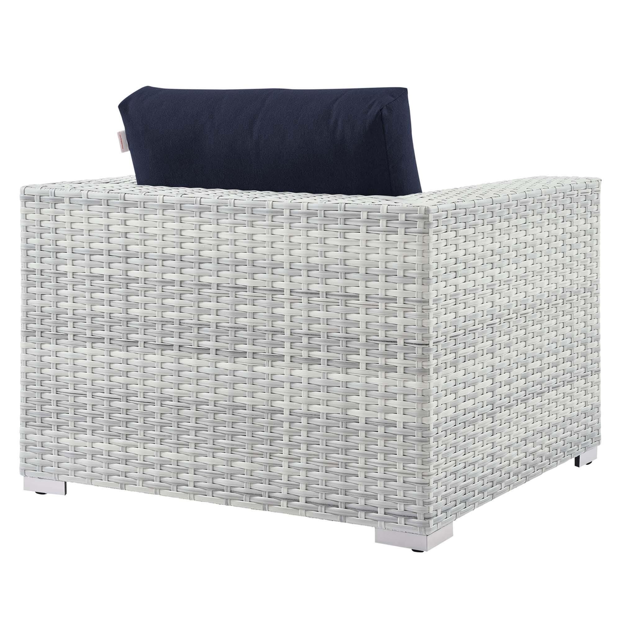 Modway Convene Outdoor Side Table and Armchair (Set of 2), Light Gray/Navy, large