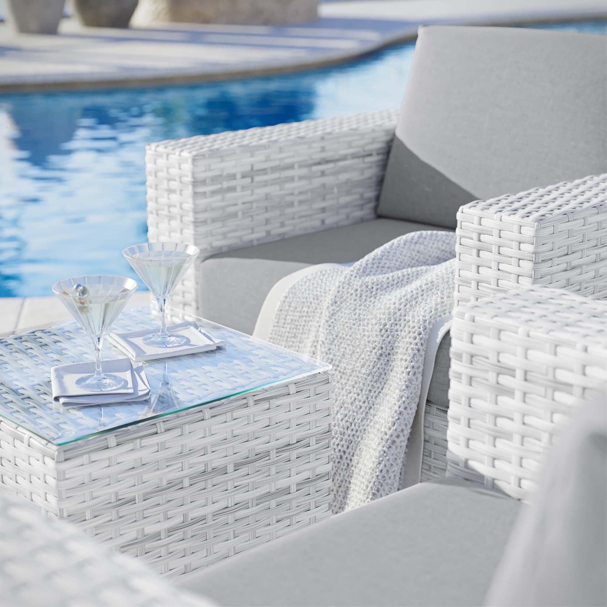 Modway Convene Outdoor Side Table and Armchair (Set of 2), Light Gray/Gray, large