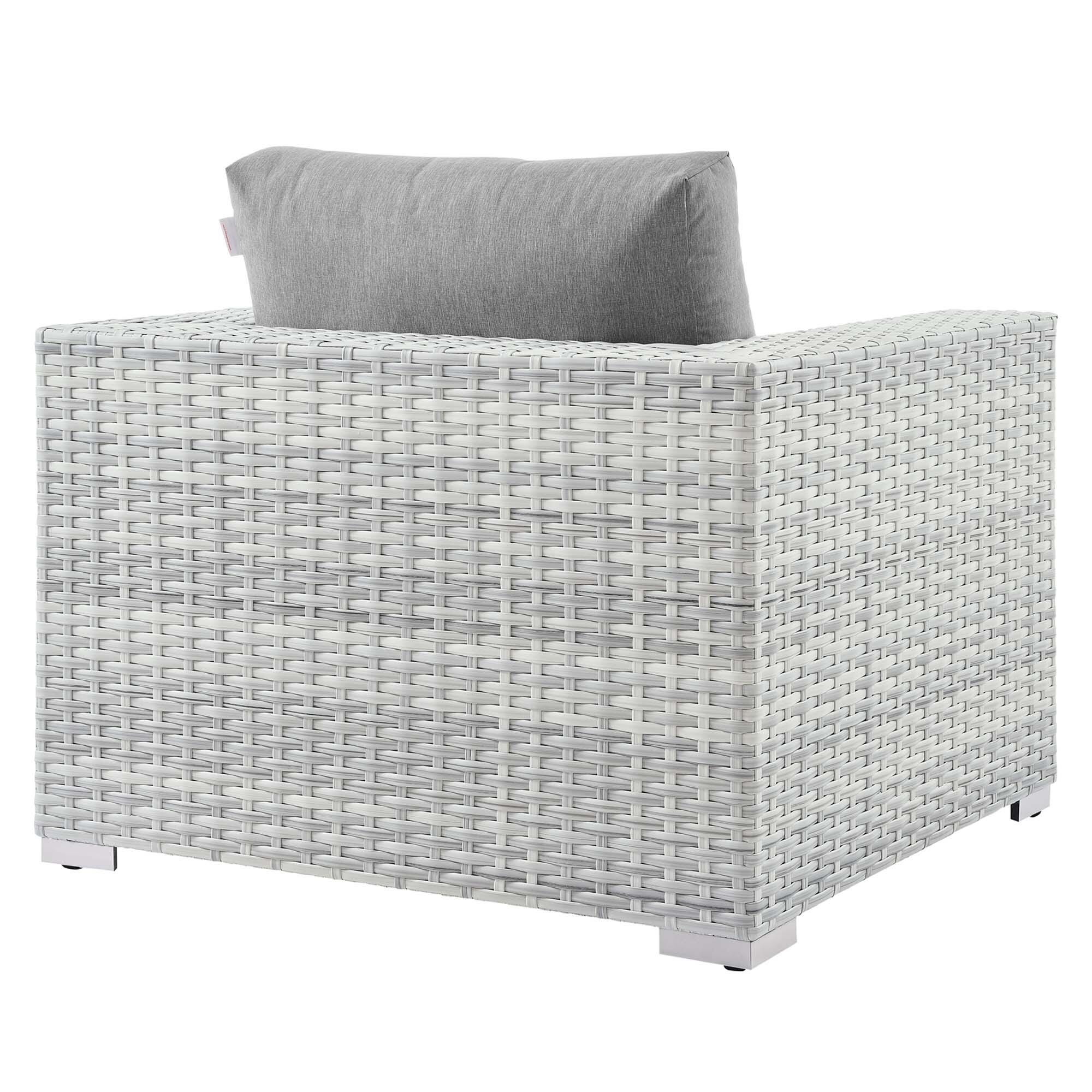 Modway Convene Outdoor Side Table and Armchair (Set of 2), Light Gray/Gray, large