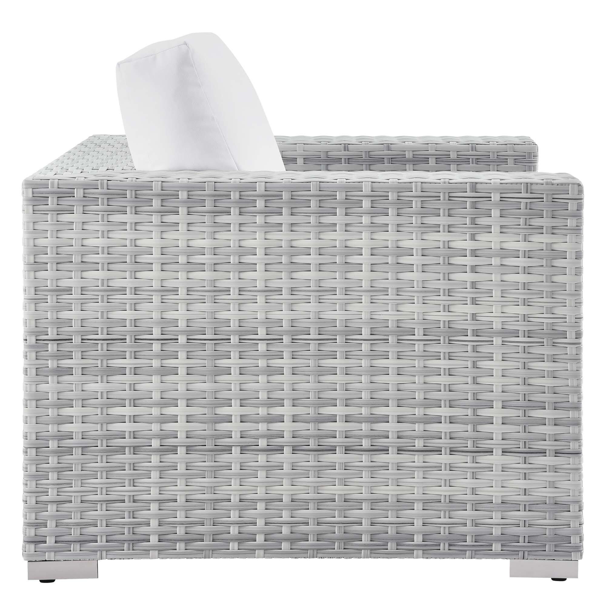 Modway Convene Outdoor Side Table and Armchair (Set of 2), Light Gray/White, large