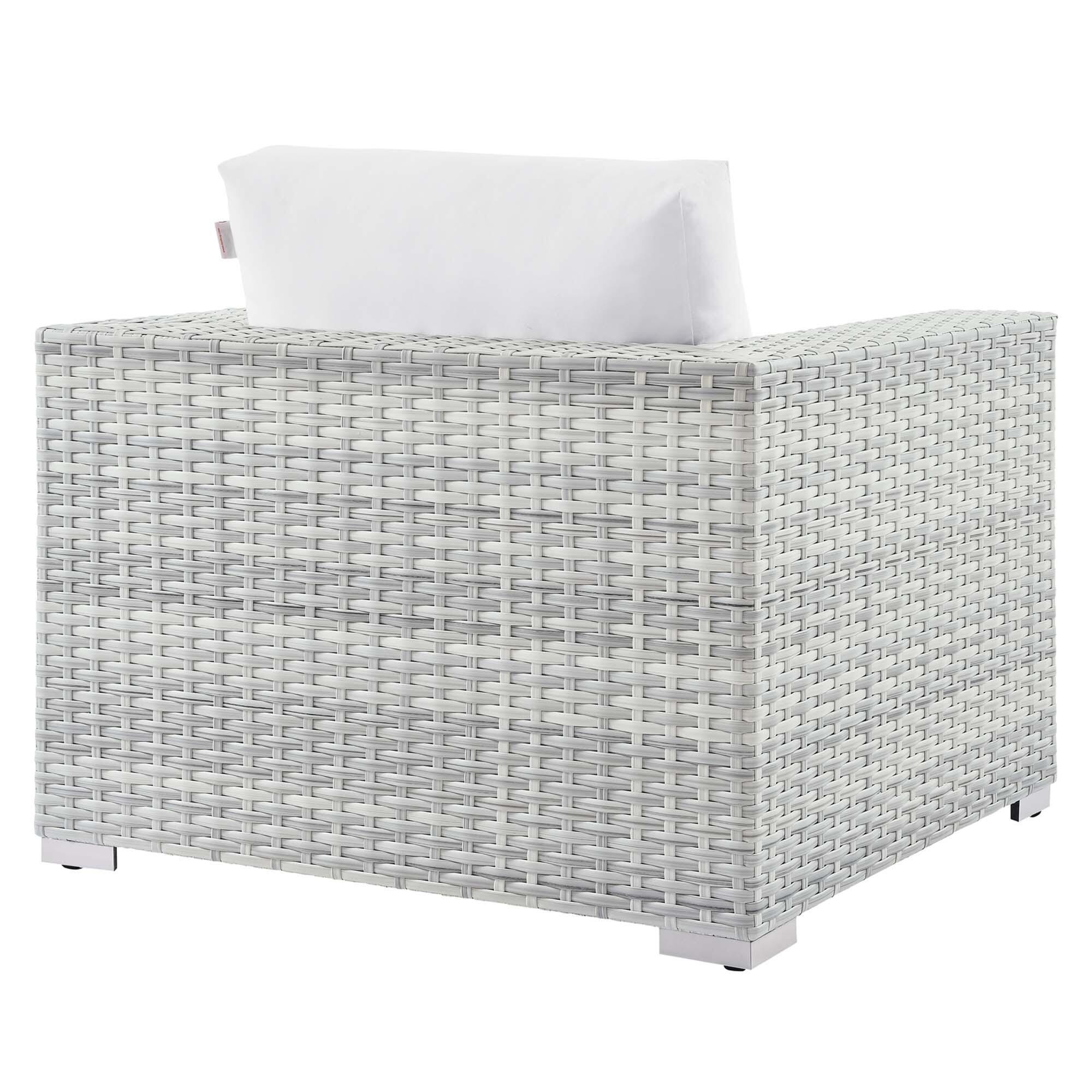Modway Convene Outdoor Side Table and Armchair (Set of 2), Light Gray/White, large