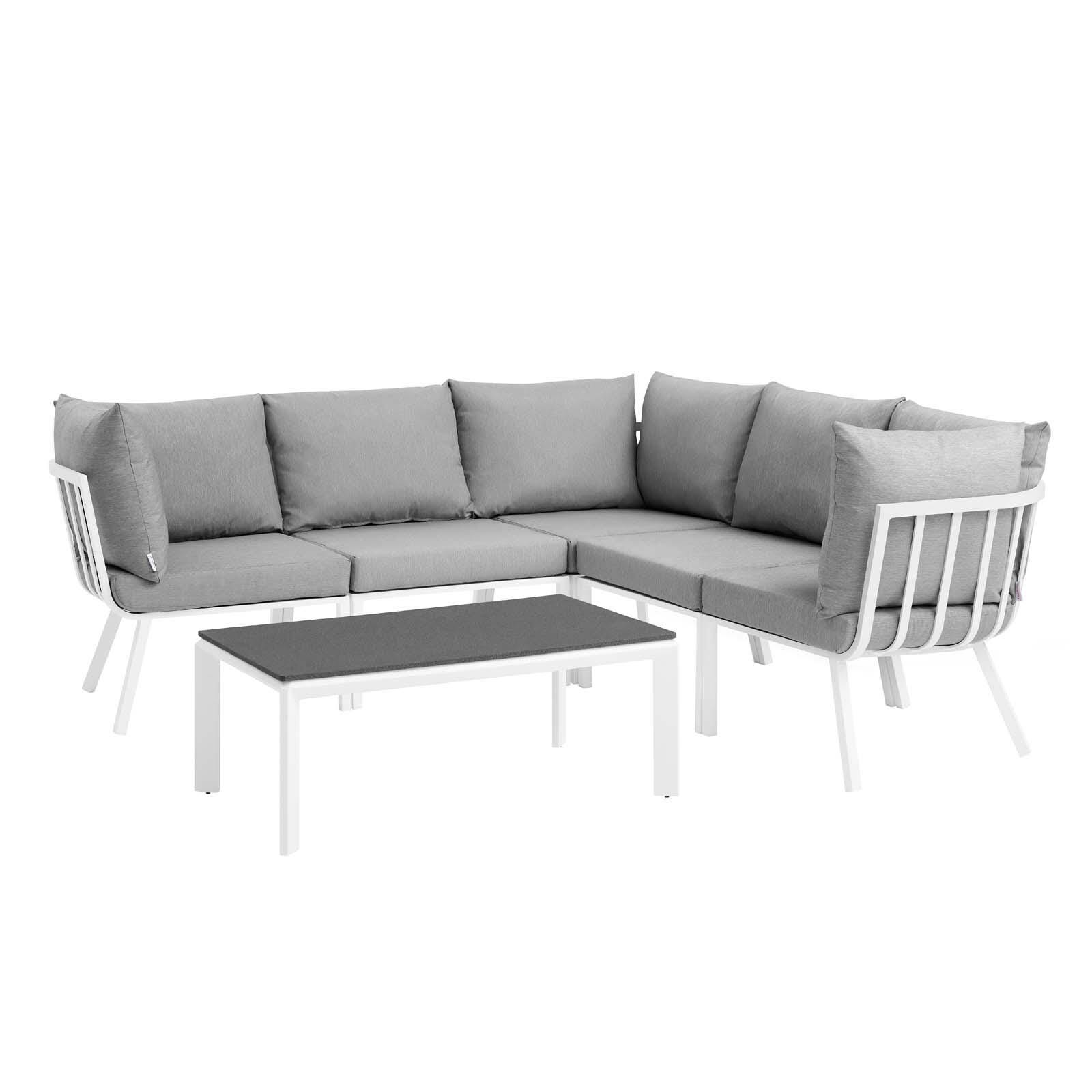 Modway Riverside 6-Piece Outdoor Sectional Set, Gray, large