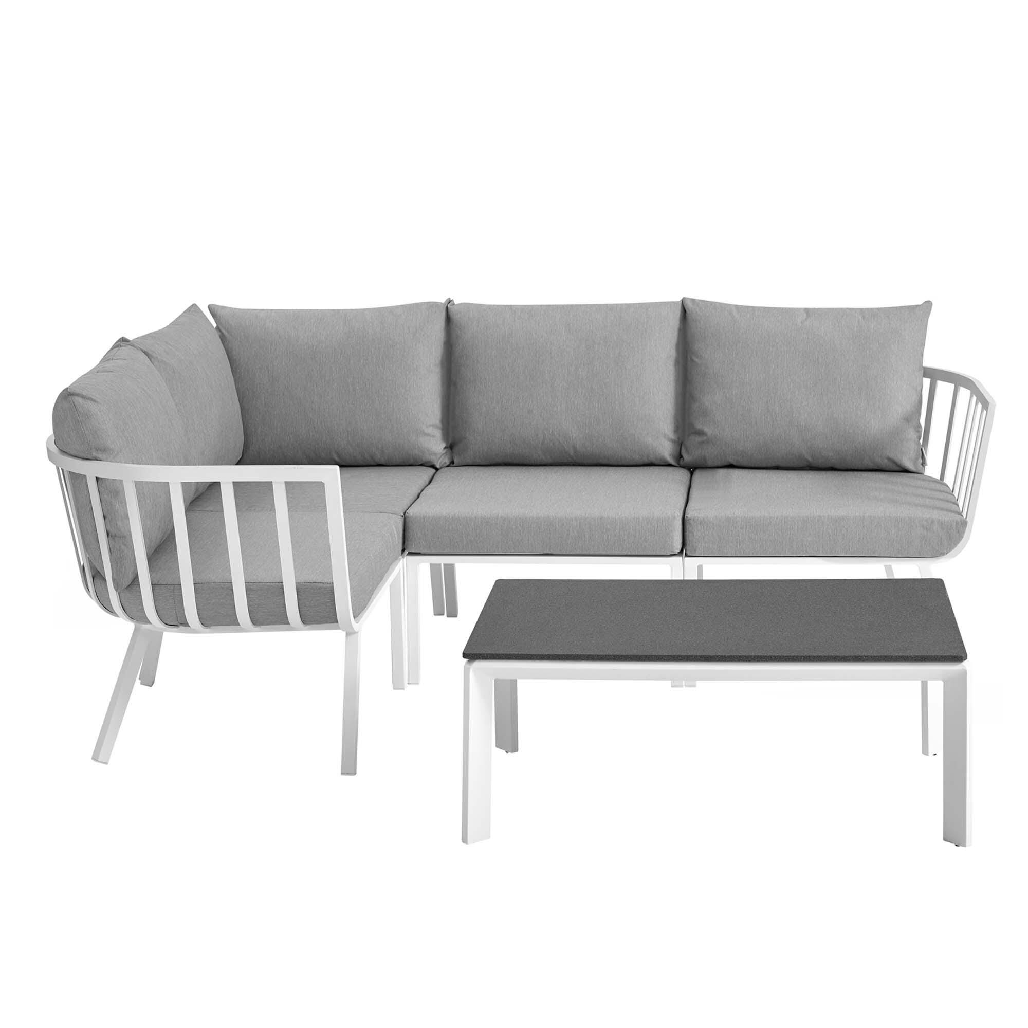 Modway Riverside 5-Piece Outdoor Sectional Set, Gray, large