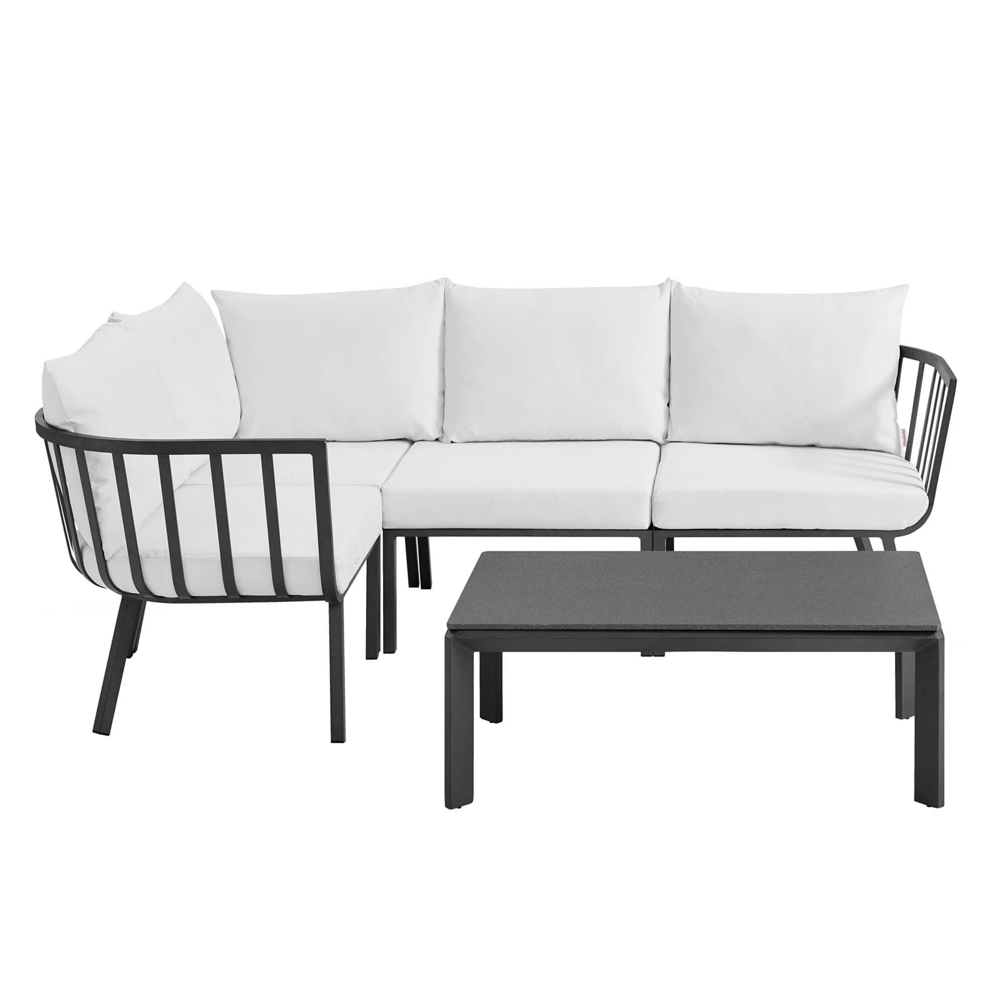 Modway Riverside 5-Piece Outdoor Sectional Set, White, large