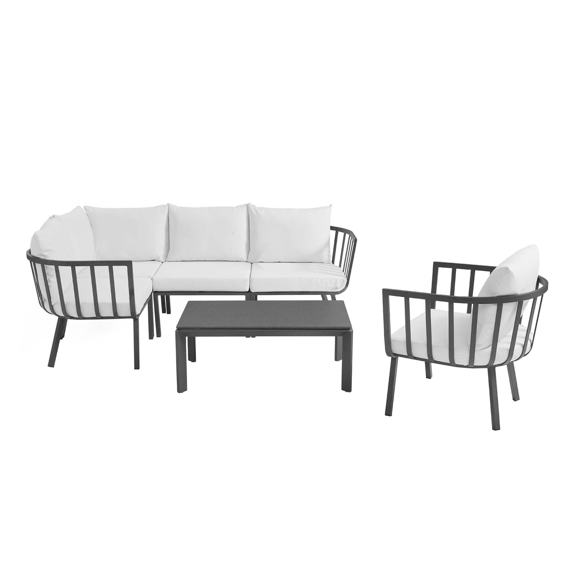 Modway Riverside 6-Piece Outdoor Soild Sectional Set, White, large
