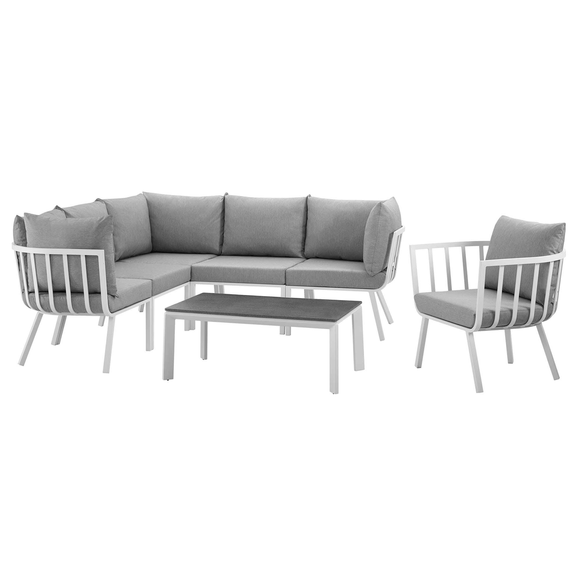 Modway Riverside 7-Piece Outdoor Sectional Set, Gray, large