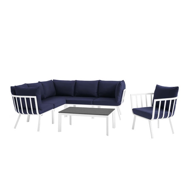 Modway Riverside 7-Piece Outdoor Sectional Set, Navy