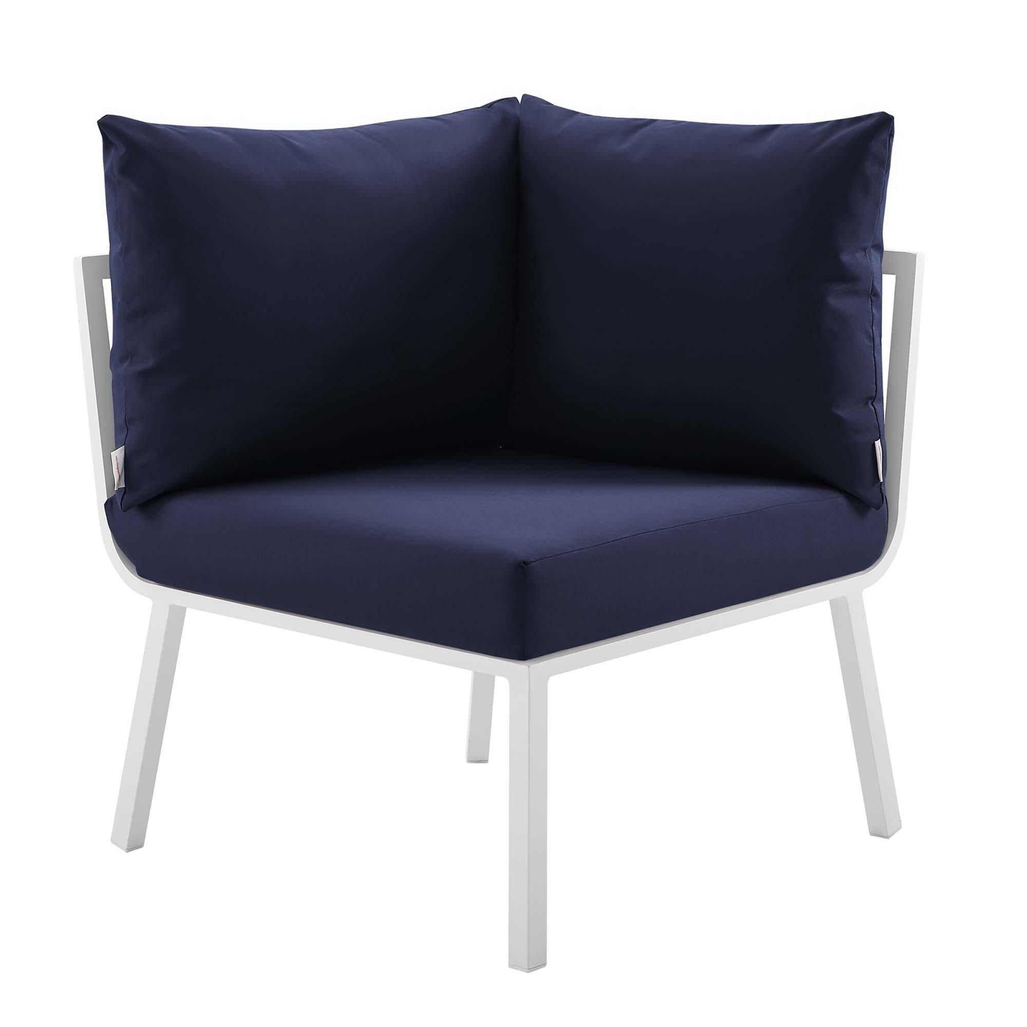 Modway Riverside 7-Piece Outdoor Sectional Set, Navy, large