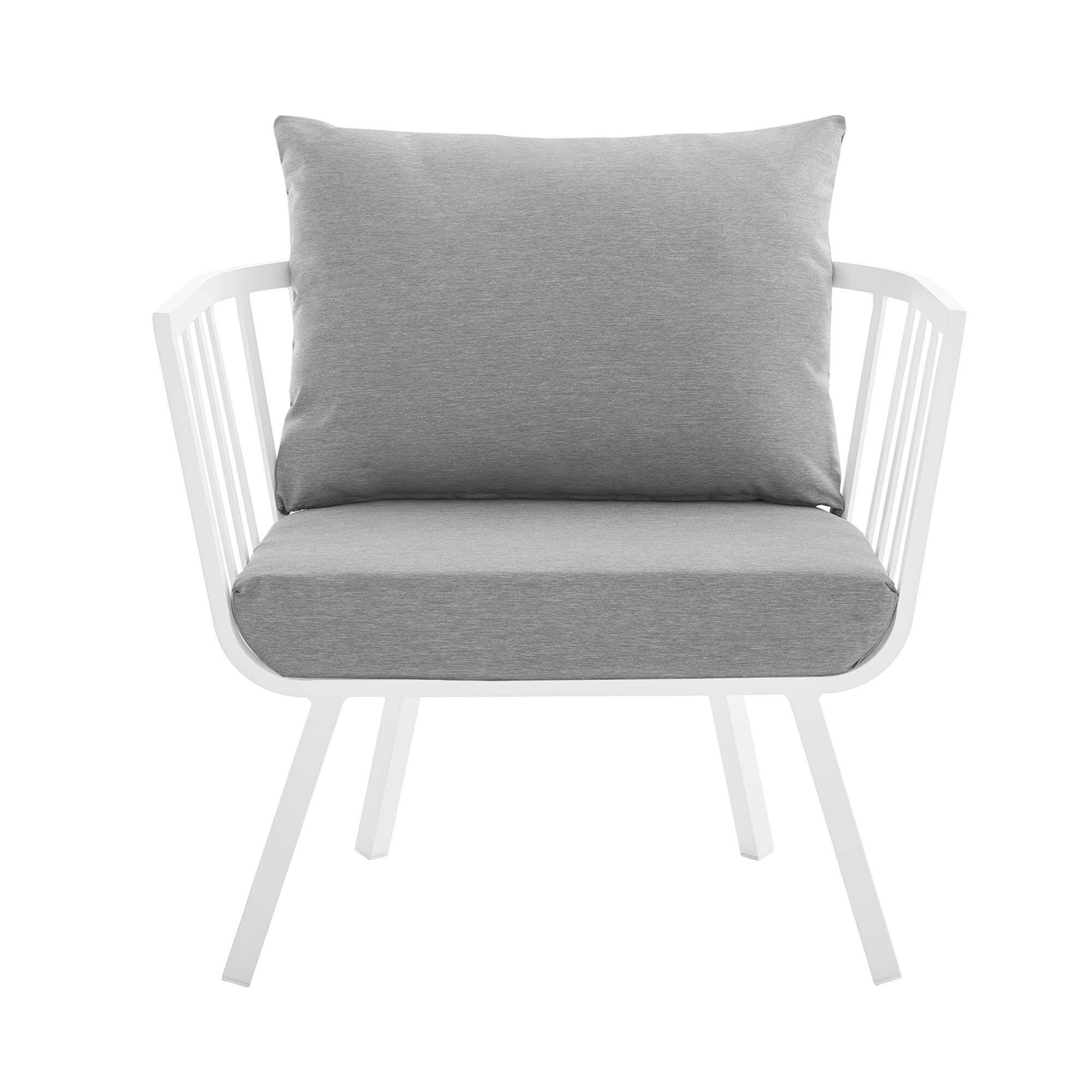 Modway Riverside Outdoor Sofa with Armchair and Coffee Table, Gray, large