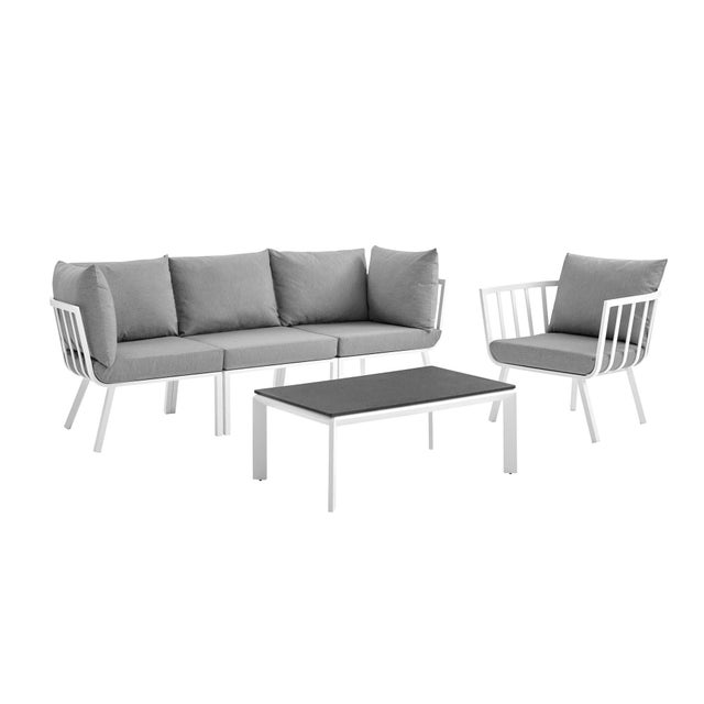 Modway Riverside Outdoor Sofa with Armchair and Coffee Table